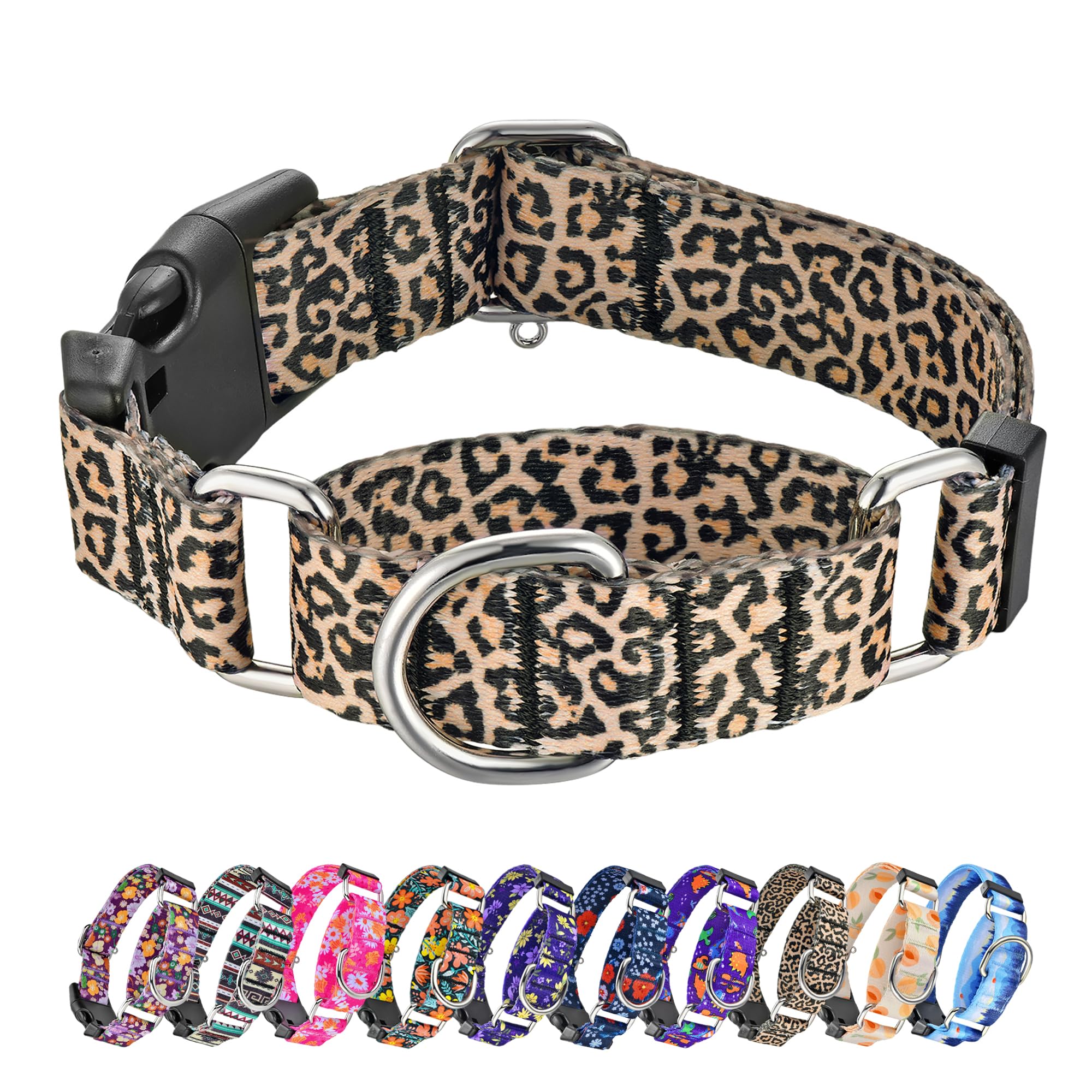 Hikiko Martingale Collar For Dogs Classic Leopard Dog Collar For Small Medium Large Dogs Durable Escape Proof Dog Collars (Leopa