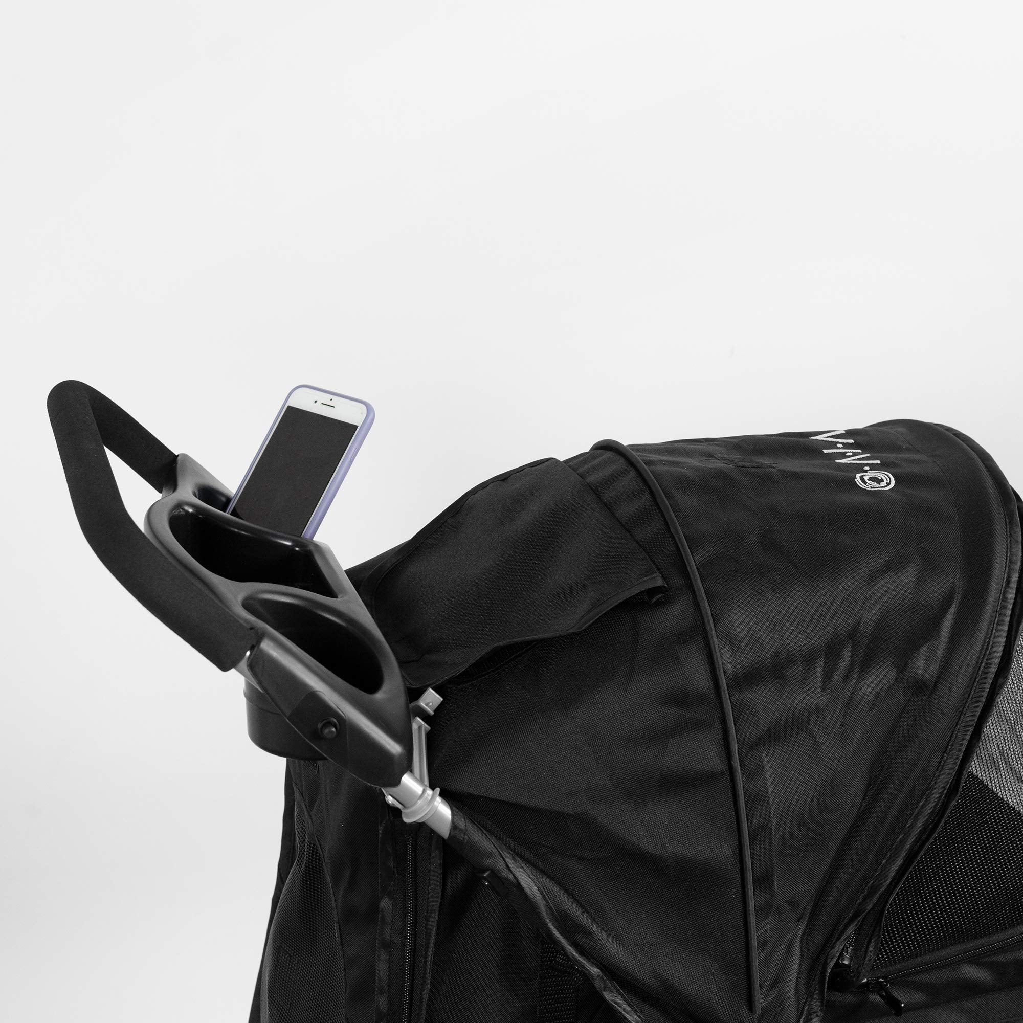 Vivo Black 4 Wheel Pet Stroller For Cat, Dog And More, Foldable Carrier Strolling Cart, Strolr-V001K