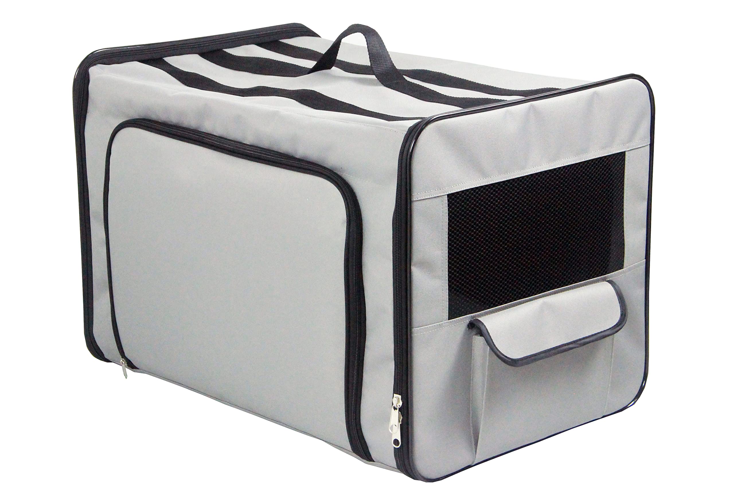 Pet Life Capacious Dual-Expandable Wire Folding Lightweight Collapsible Travel Pet Dog Crate(D0102H703JV.)