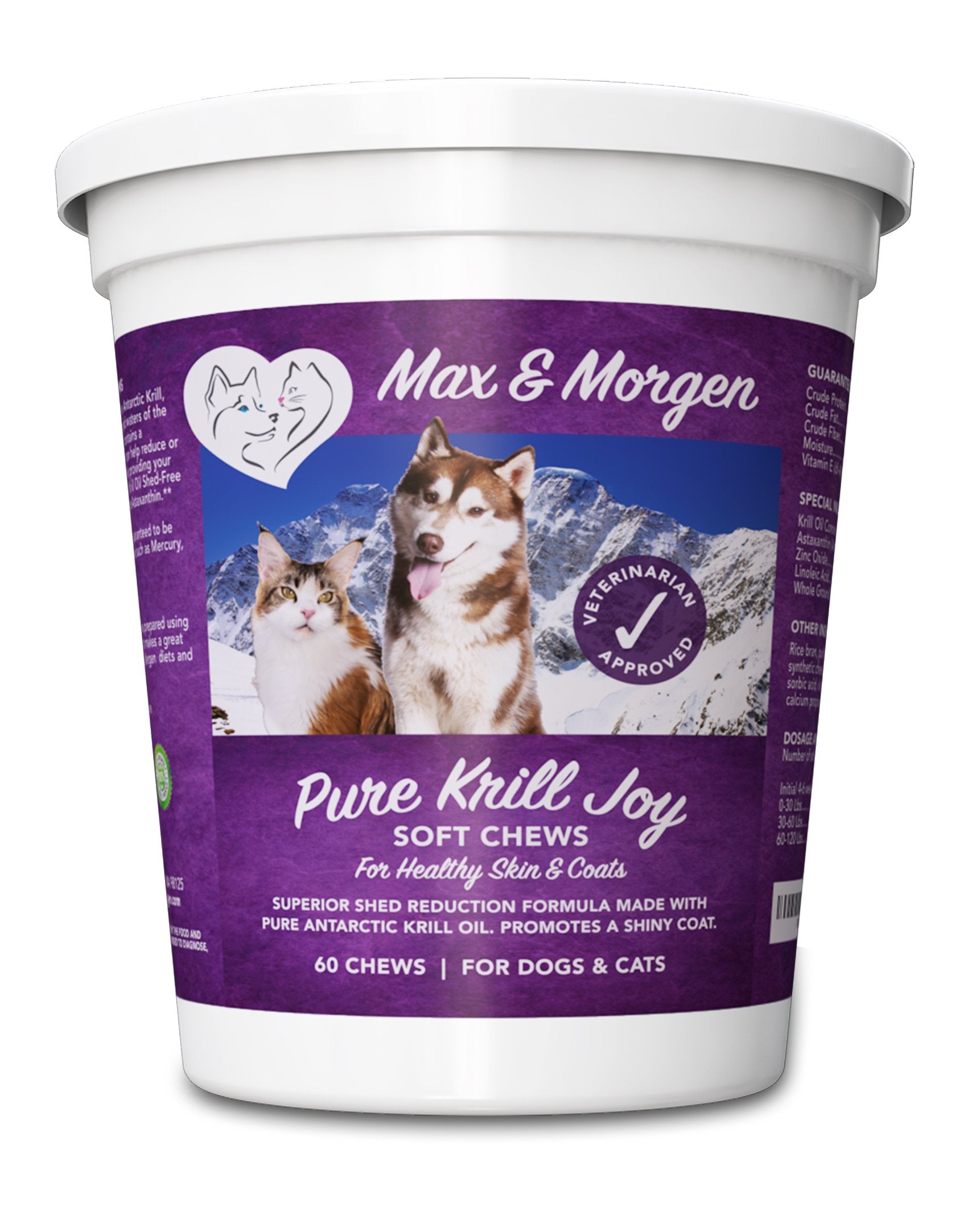 Pure Krill Joy, Antarctic Krill Oil Soft Chews for Dogs, Rich in Omega 3 and Antioxidants, Unique Shed Reducing Formula, Improve