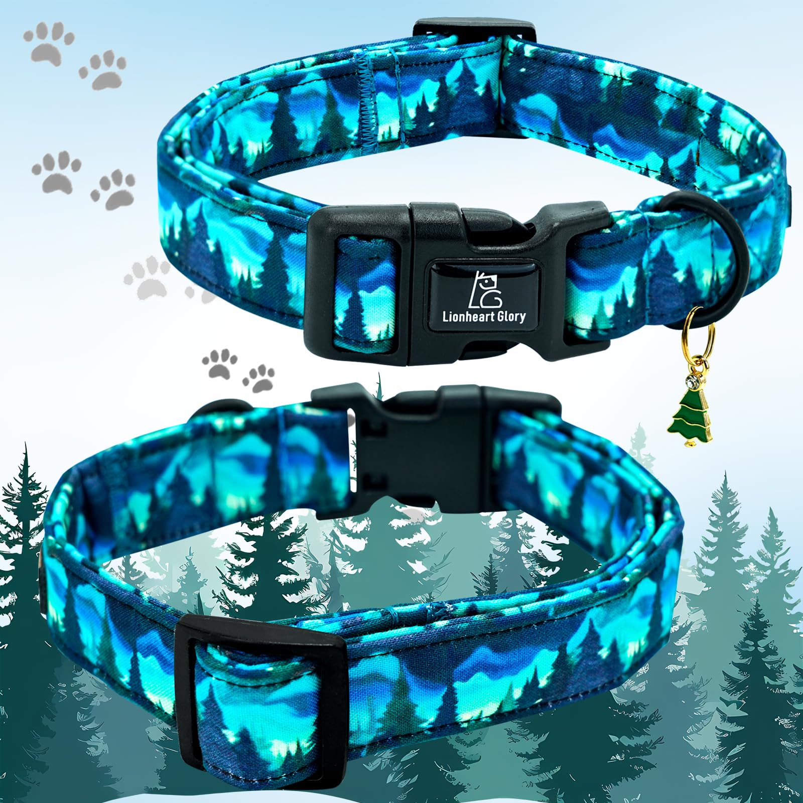 Lionheart Glory Dog Collar Green Cute Collar For X-Small Dogs Spring Summer Female Or Male Collars Pet Gift Adjustable Heavy-Dut
