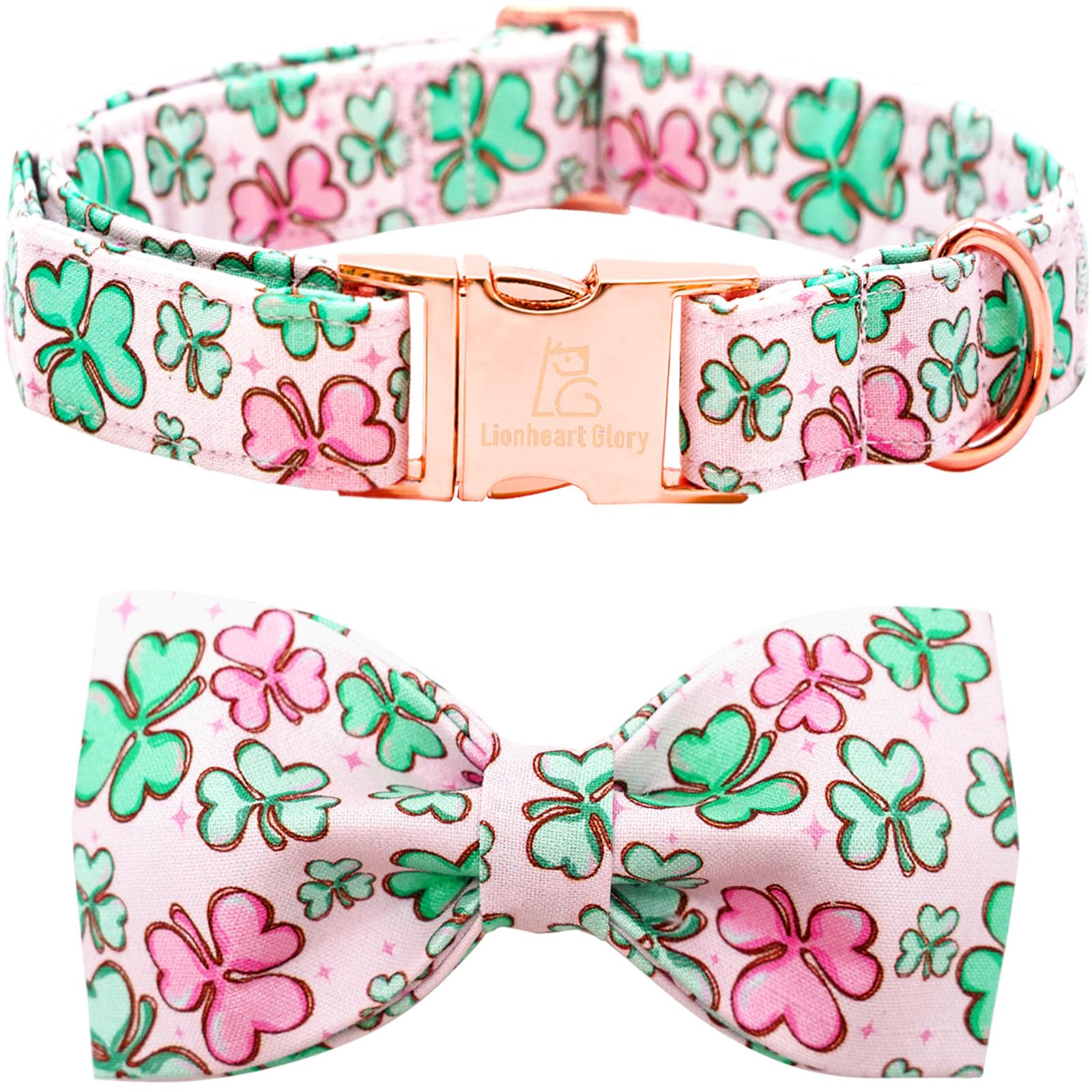 Lionheart Glory Dog Bow Collar St. Patrick'S Day Dog Collar For X-Small Dogs, Adjustable Green Collars Lucky Clover Shamrock Dog