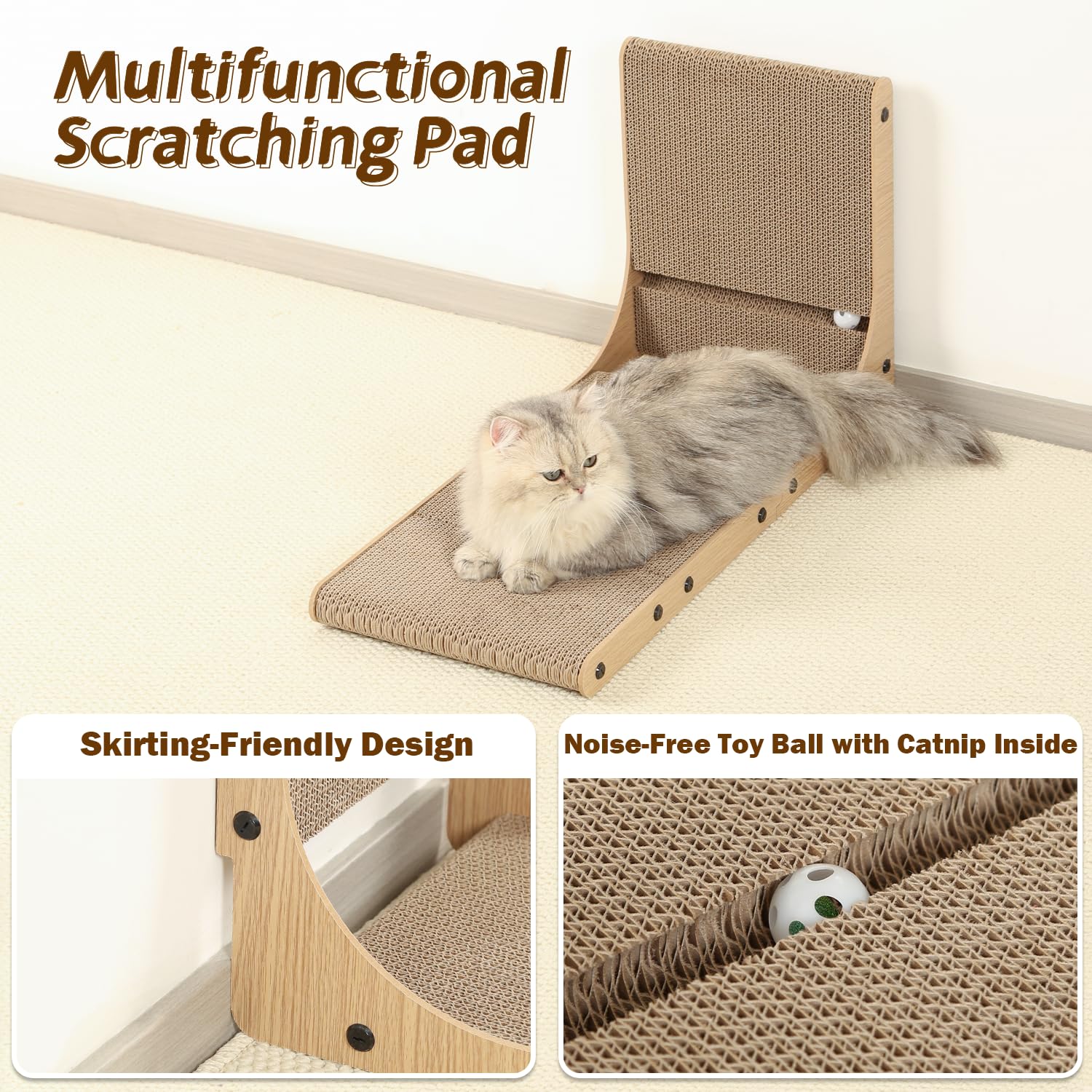 Zakkart 2-Pack Cat Scratching Board, 25.6'' Tall Cardboard L Shape Vertical Cat Scratchers For Indoor Cats, Cat Scratching Post