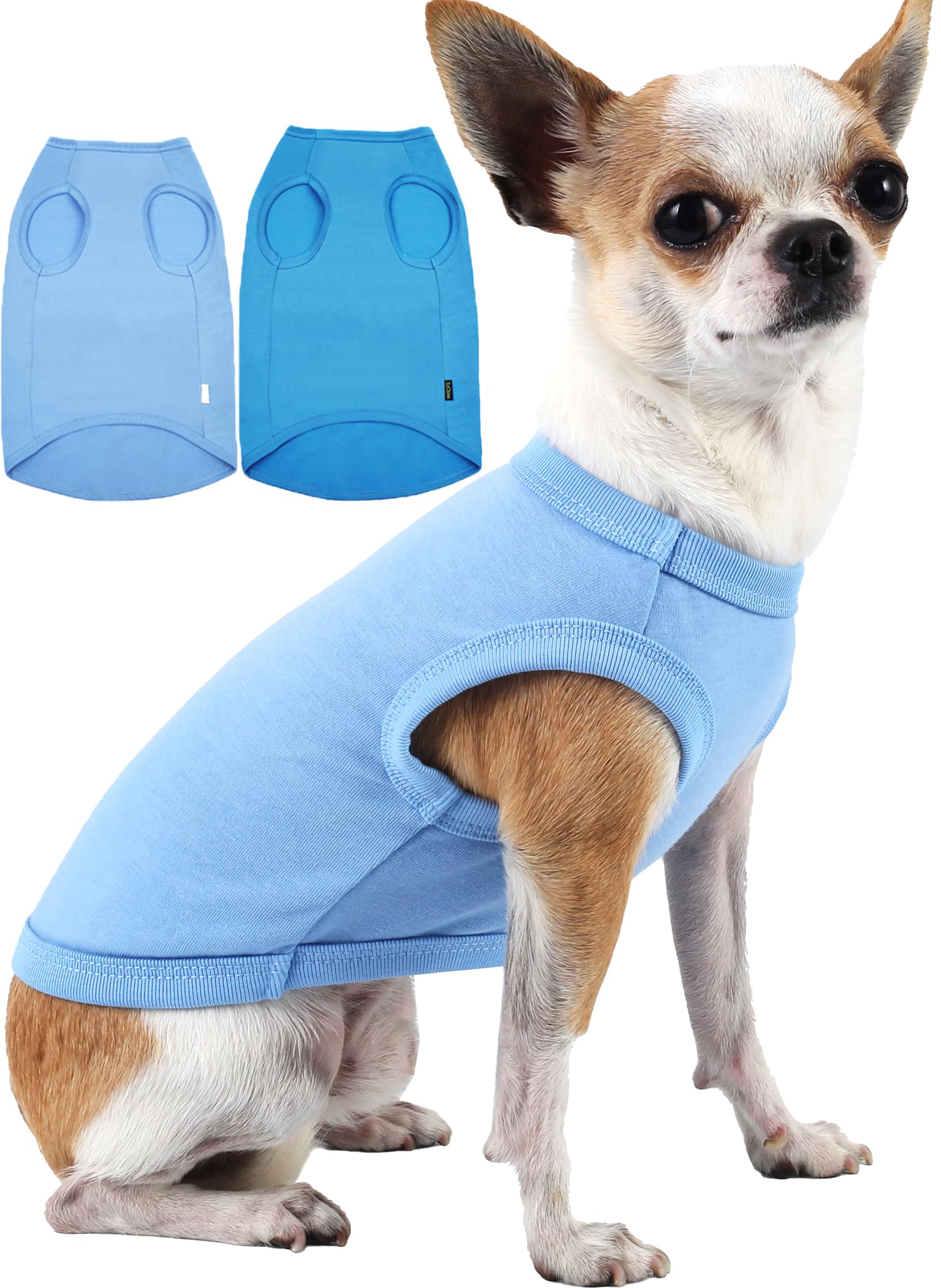 Sychien Blue Royal Dog & Cat Shirt  Unisex X-Small  2-Pack  Cotton  Polyester  Solid  All-Season  Breathable  Stretchy  Lightweight -Like New