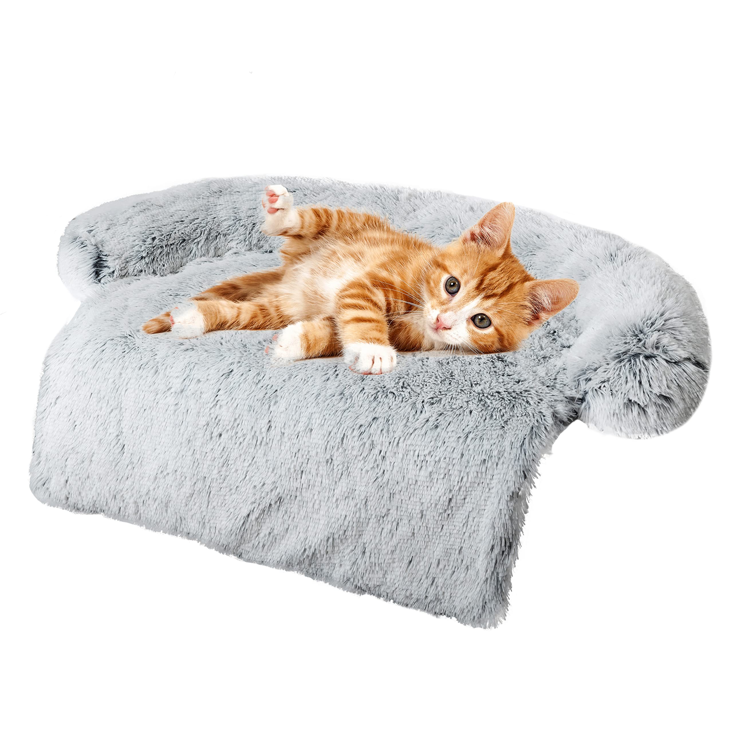 Tinaco Luxurious Calming Dogs/Cats Bed Mats, Washable Removable Couch Cover, Plush Long Fur Mat For Pets, Waterproof Lining, Per