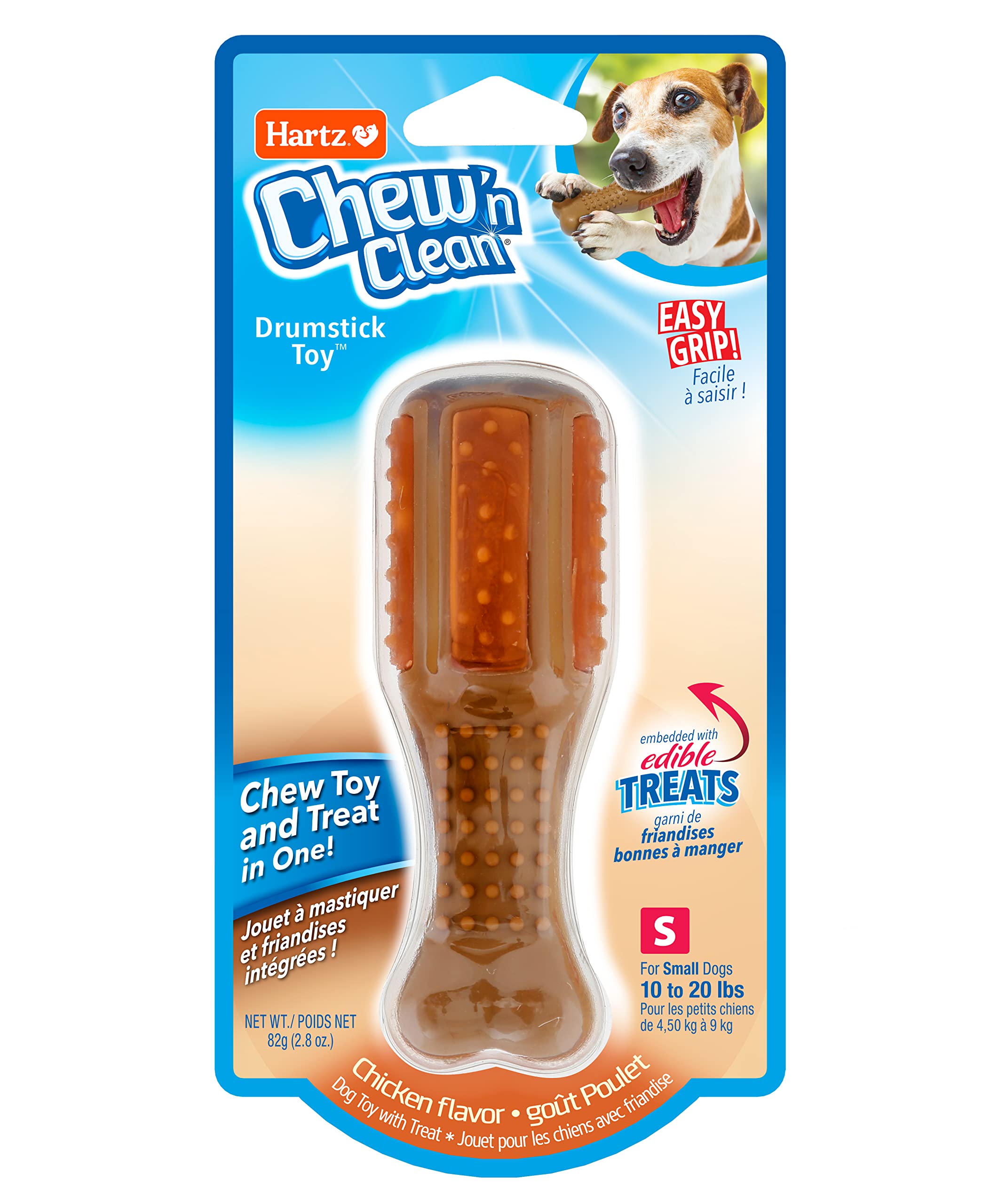 Hartz Chew n Clean Chew Toy and Treat in One Chicken Flavored Drumstick Dog Toy, Small