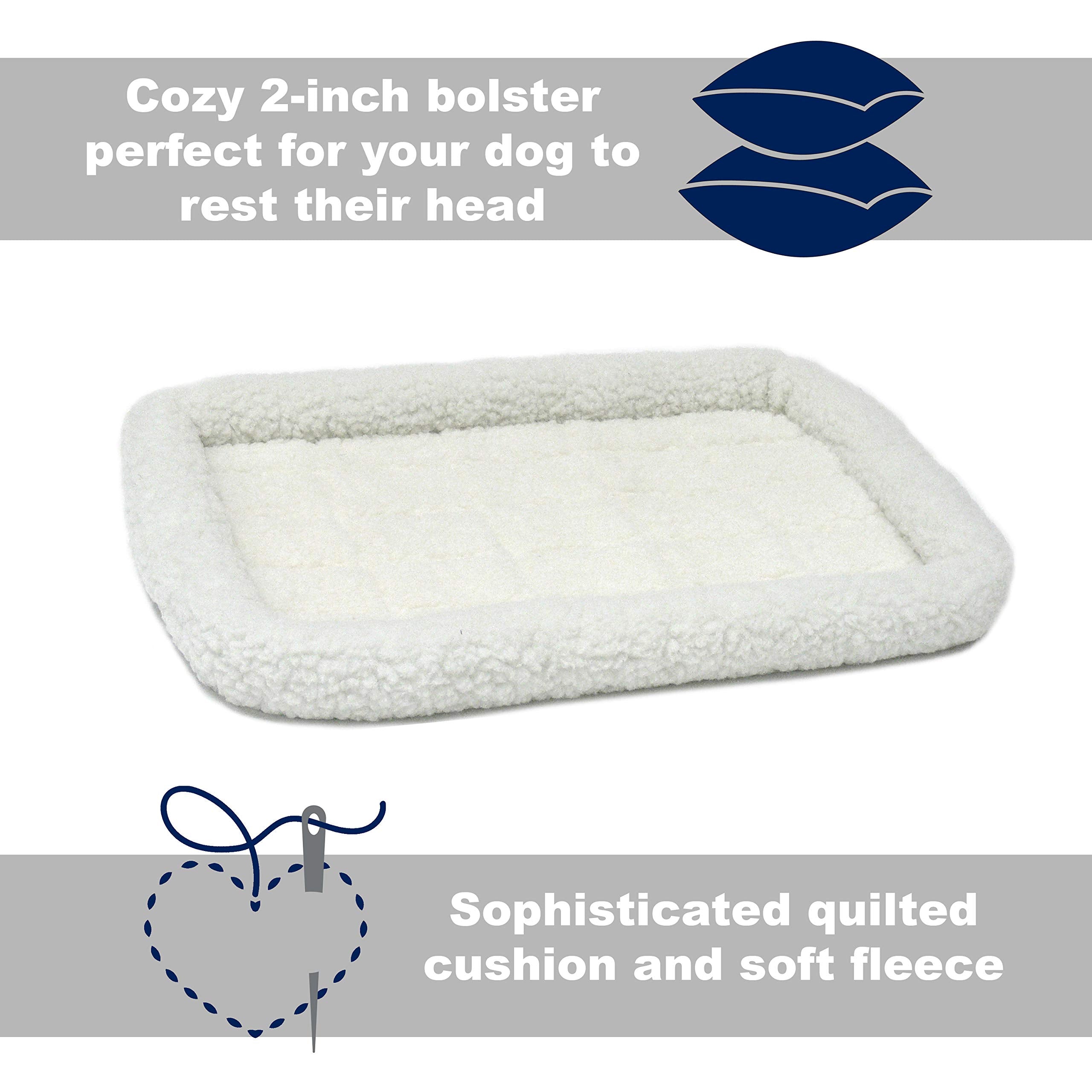 Midwest Homes For Pets Bolster Fleece Pet Bed For Dog And Cats 24L-Inch White W/ Comfortable Bolster | Ideal For Small Dog Breeds & Fits A 24-Inch Dog Crate | Machine Wash & Dry | 1-Year Warranty
