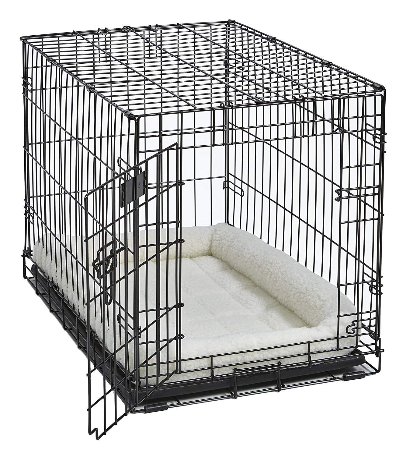 Midwest Homes For Pets Bolster Dog Bed 42L-Inch White Fleece Dog Bed W/ Comfortable Bolster | Ideal For Large Dog Breeds & Fits A 42-Inch Dog Crate | Easy Maintenance Machine Wash & Dry