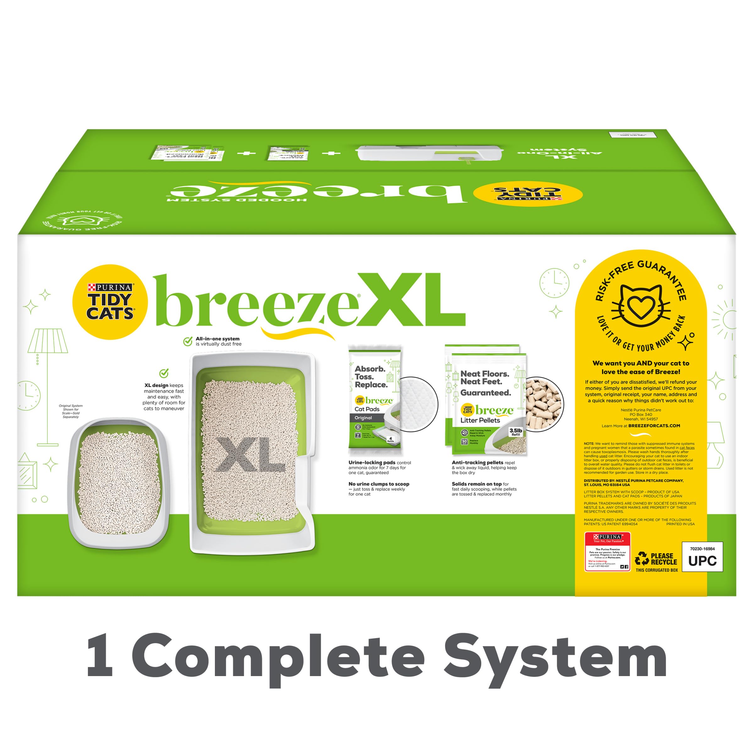 Tidy Cats Breeze XL Non-Clumping Litter System - 18 lb Odor Control Multi Cat Box, Gray, Easy Clean