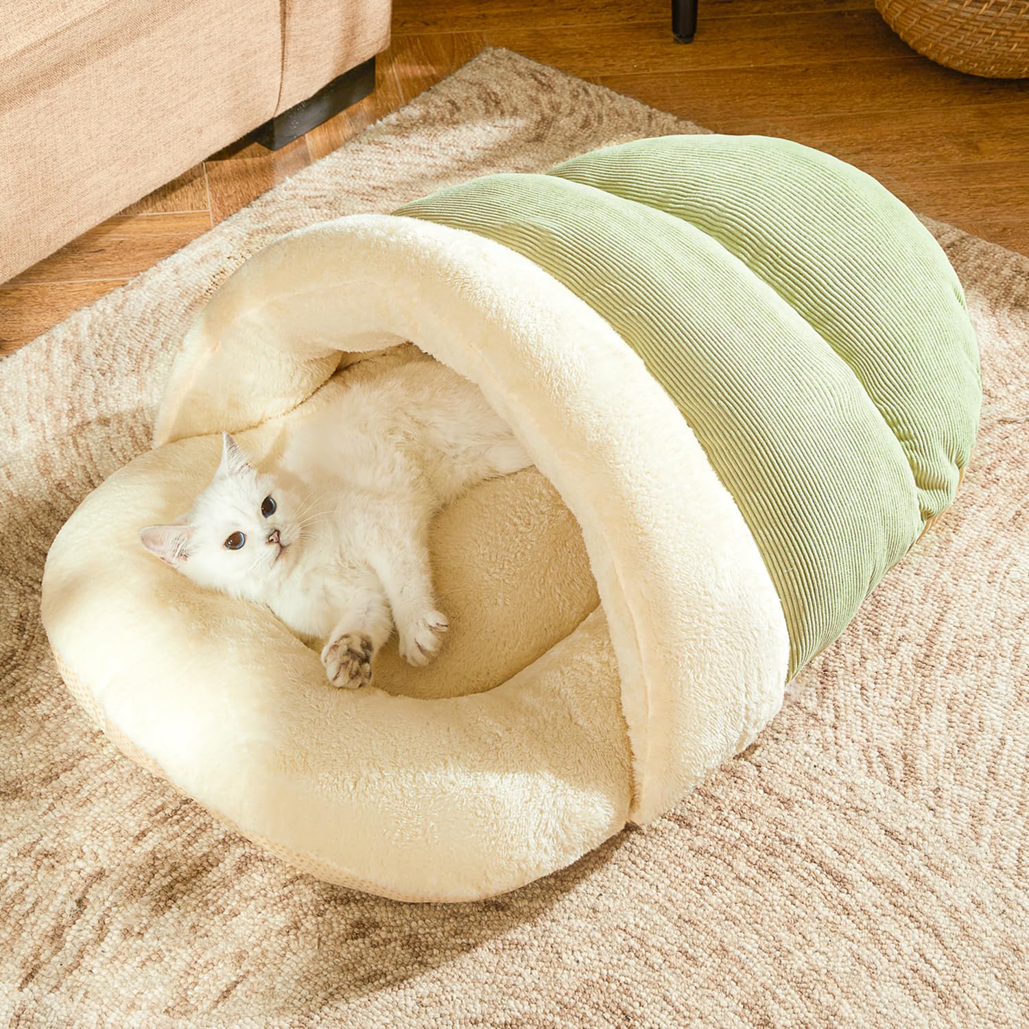 Cat Bed - Cat Cave Bed for Indoor Cats and Small Dogs, Cute Slipper Cat Cave Bed Cat House, Cozy & Soft Plush, Anti-Slip &Durabl
