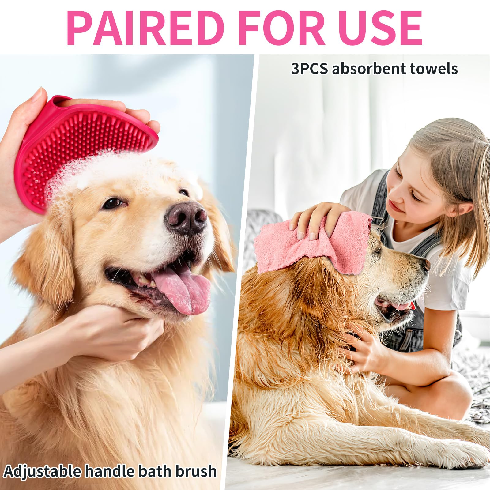 Buddy Muddy Pet Foot Cleaner With Handle, Absorbent Towels & Adjustable Bath Brush For Medium Dogs (Red)