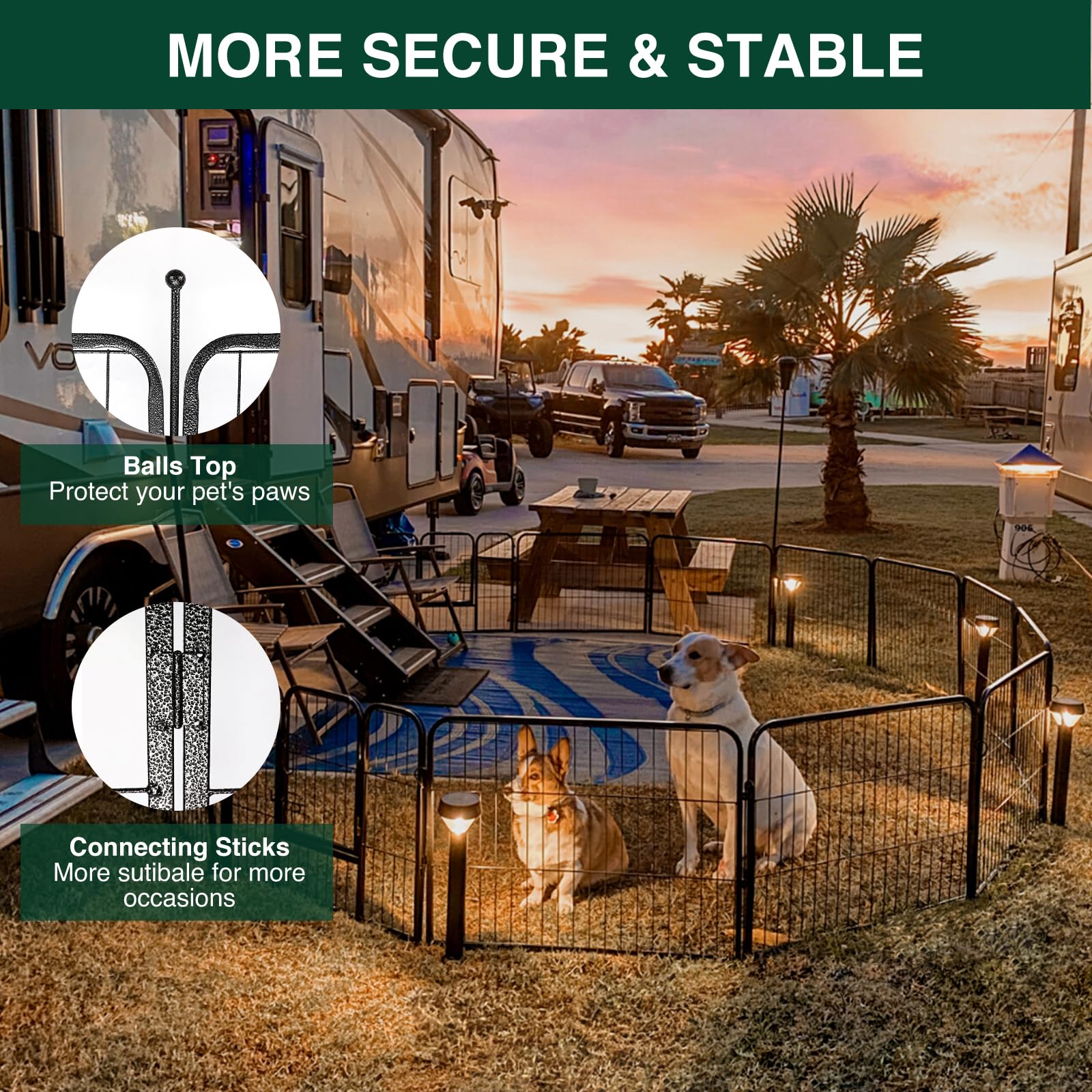 Viscoo Dog Playpen Outdoor, 16 Panels 32'' H Dog Pen Indoor, Metal Dog Fence Outdoor, Pet Fence For Large/Medium/Small Dogs, Ind