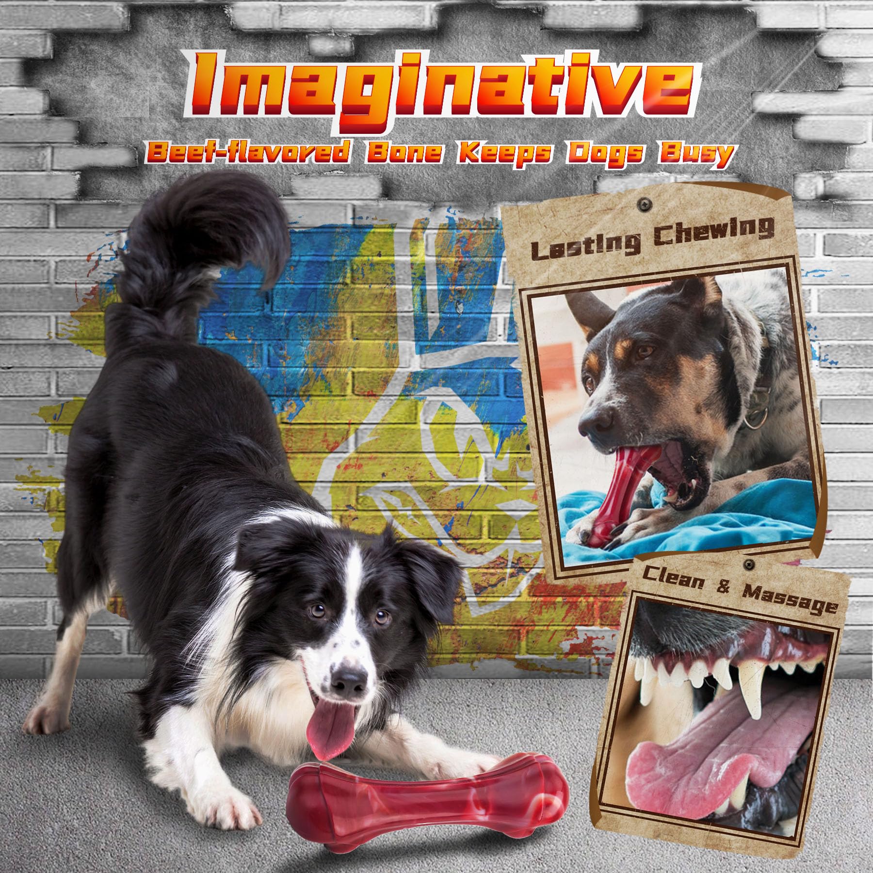 Immadbuny Heavy Duty Various Dog Chew Toys For Aggressive Chewers, 9 Pack Indestructible Large Dog Toy Include Tug Chew & Rope T