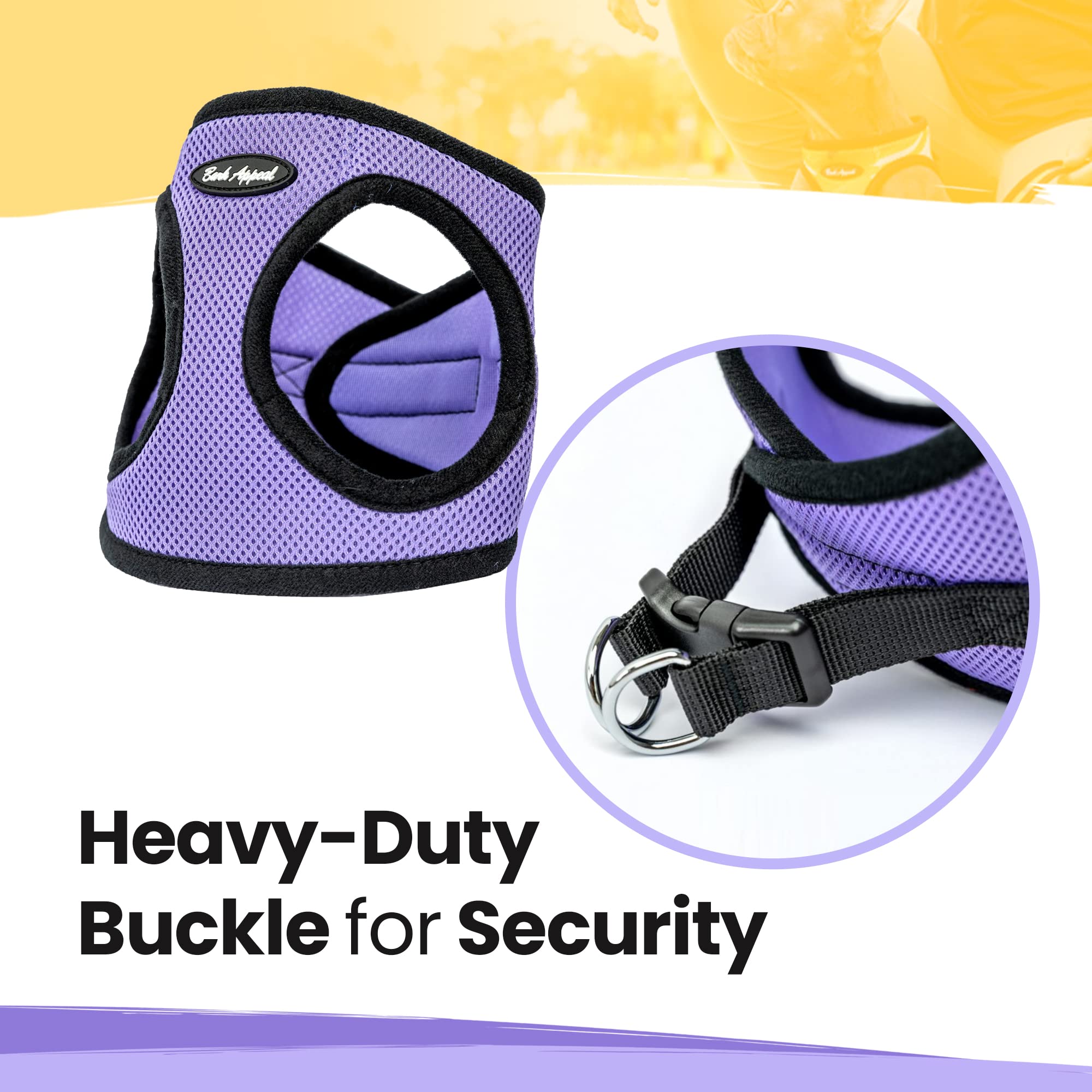 Bark Appeal Step-In Dog Harness, Mesh Step In Dog Vest Harness For Small & Medium Dogs, Non-Choking With Adjustable Heavy-Duty Buckle For Safe, Secure Fit - (Xl, Lavender)