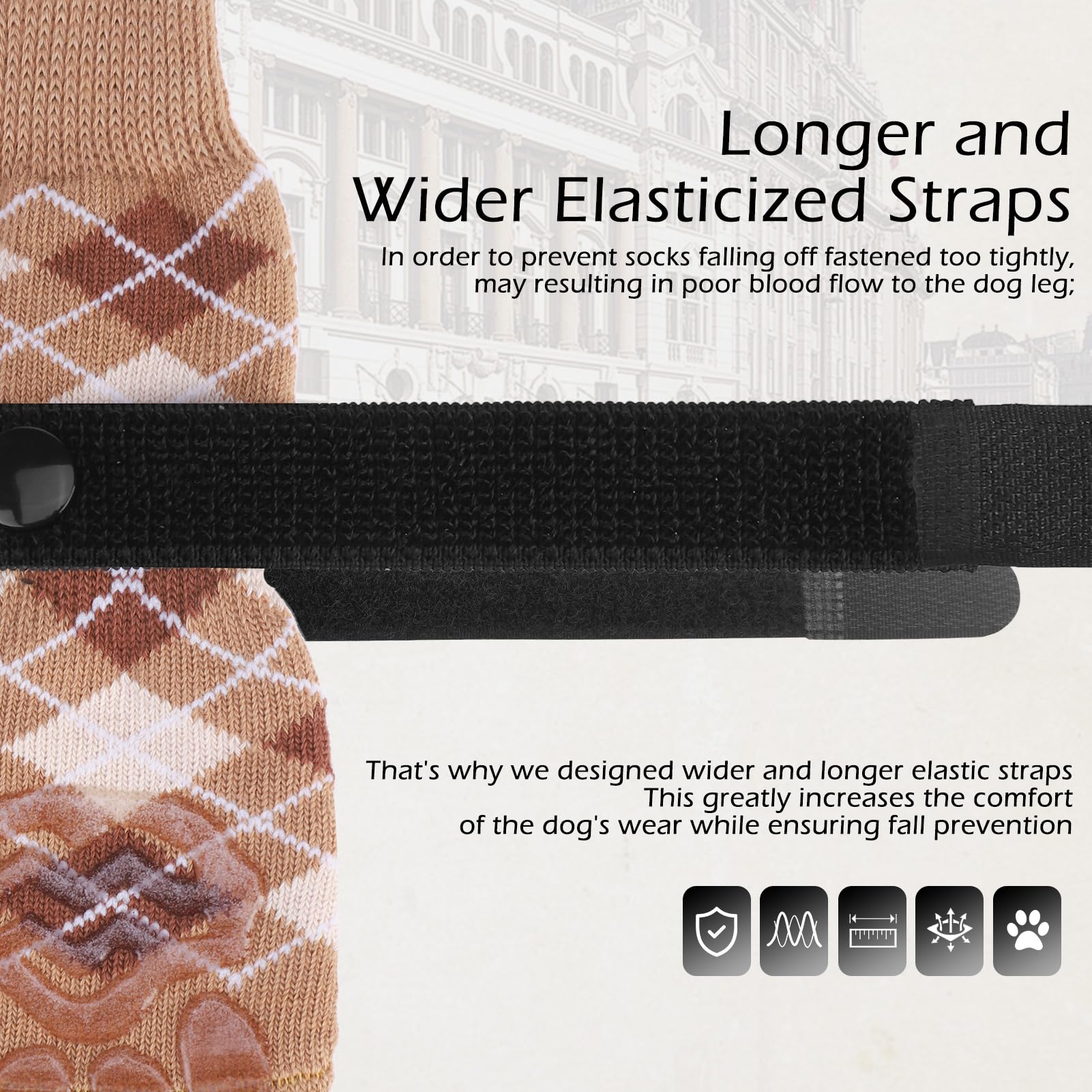 EXPAWLORER Dog Socks to Prevent Licking Paws,4 Pcs Double Sided Anti Slip Dog Socks with Grippers for Hardwood Floors,Dog Shoes