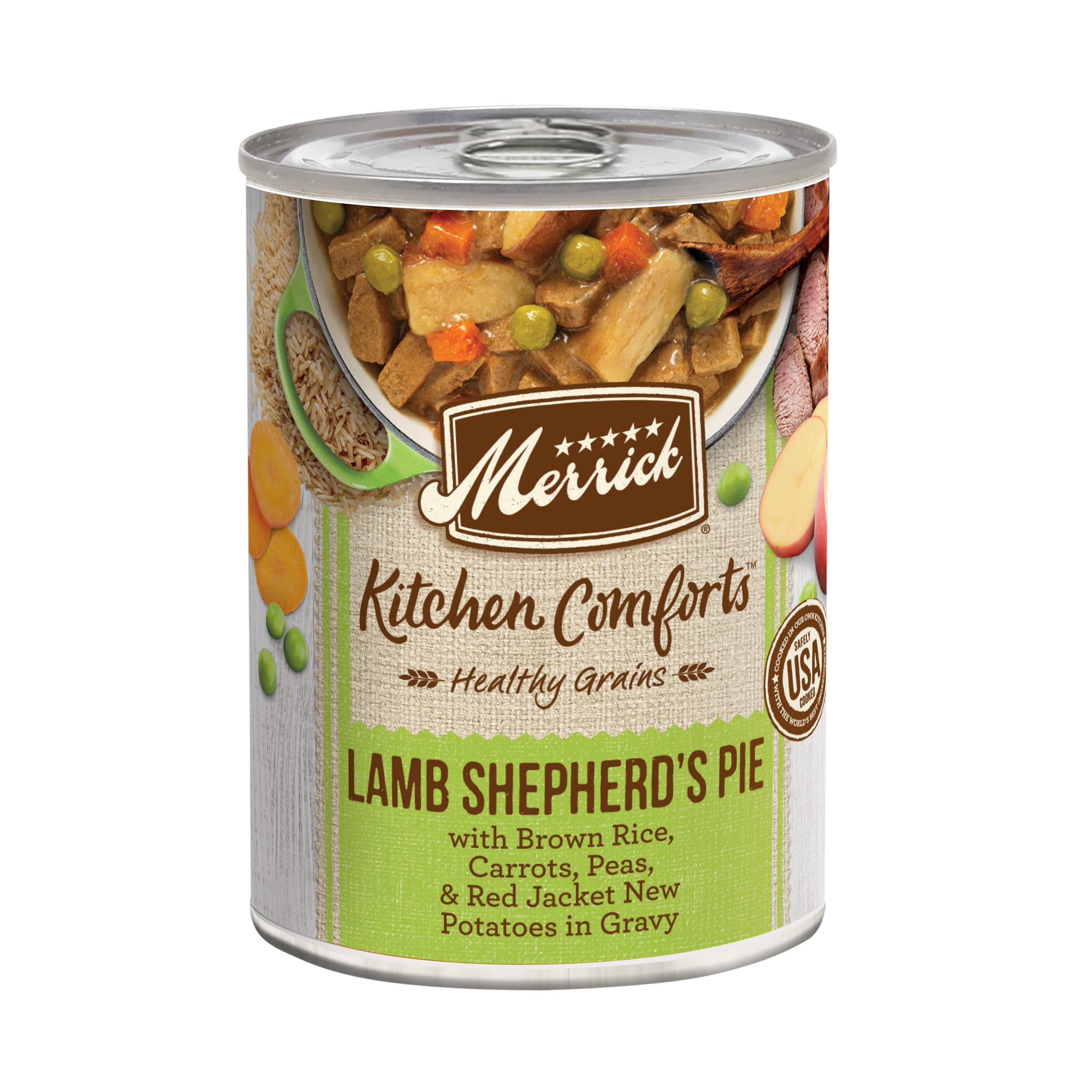 Merrick Kitchen Comforts Healthy Natural Canned Adult Dog Food with Gravy, Shepherds Pie with Lamb and Rice - (Pack of 12) 12.7