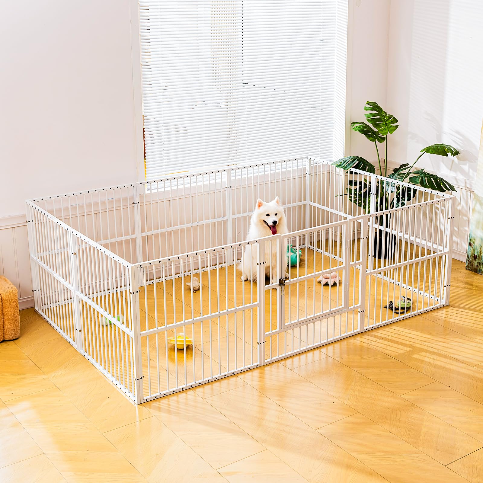 RYPetmia Dog Playpen - 32 Height Dog Pen, Heavy Duty Puppy Pen with Door, Safe & Sturdy, Easy Assemble for Indoor/Outdoor Pet Pl