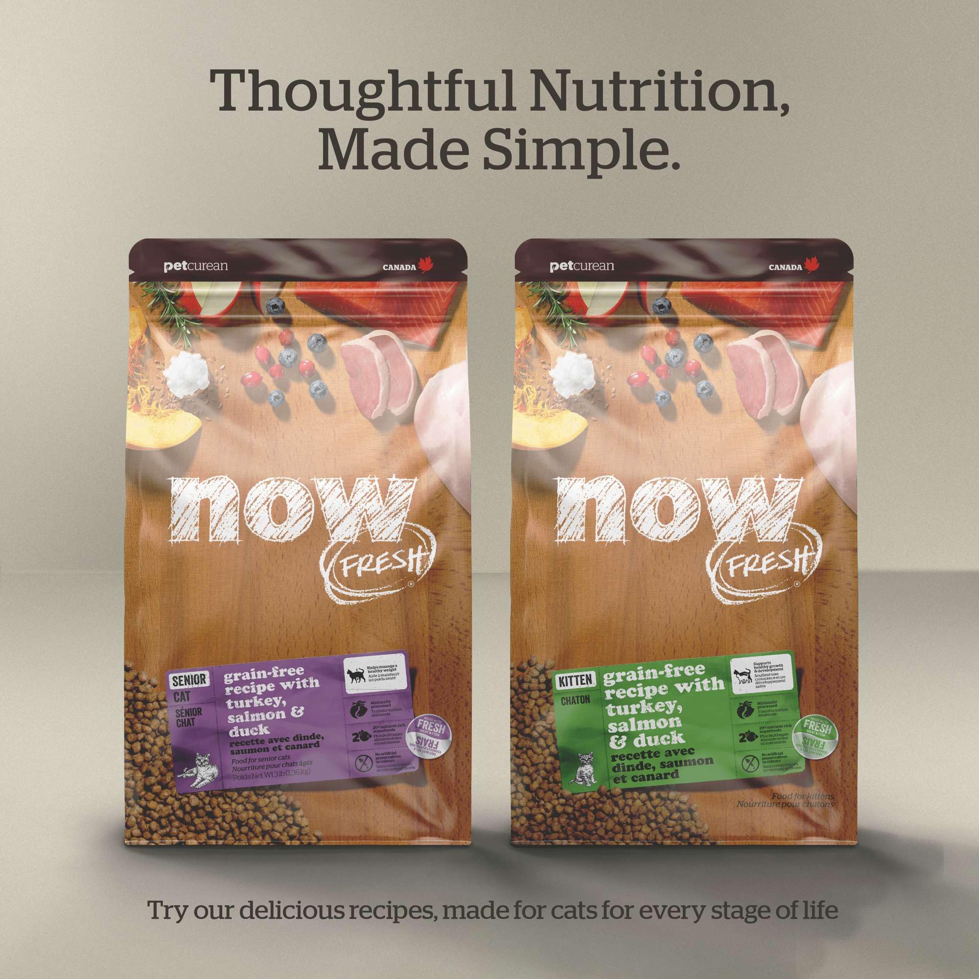Now Fresh Grain-Free Dry Cat Food with Turkey, Salmon & Duck, Healthy Kibble for Adults Made with Real Poultry & Fish, Chicken-F