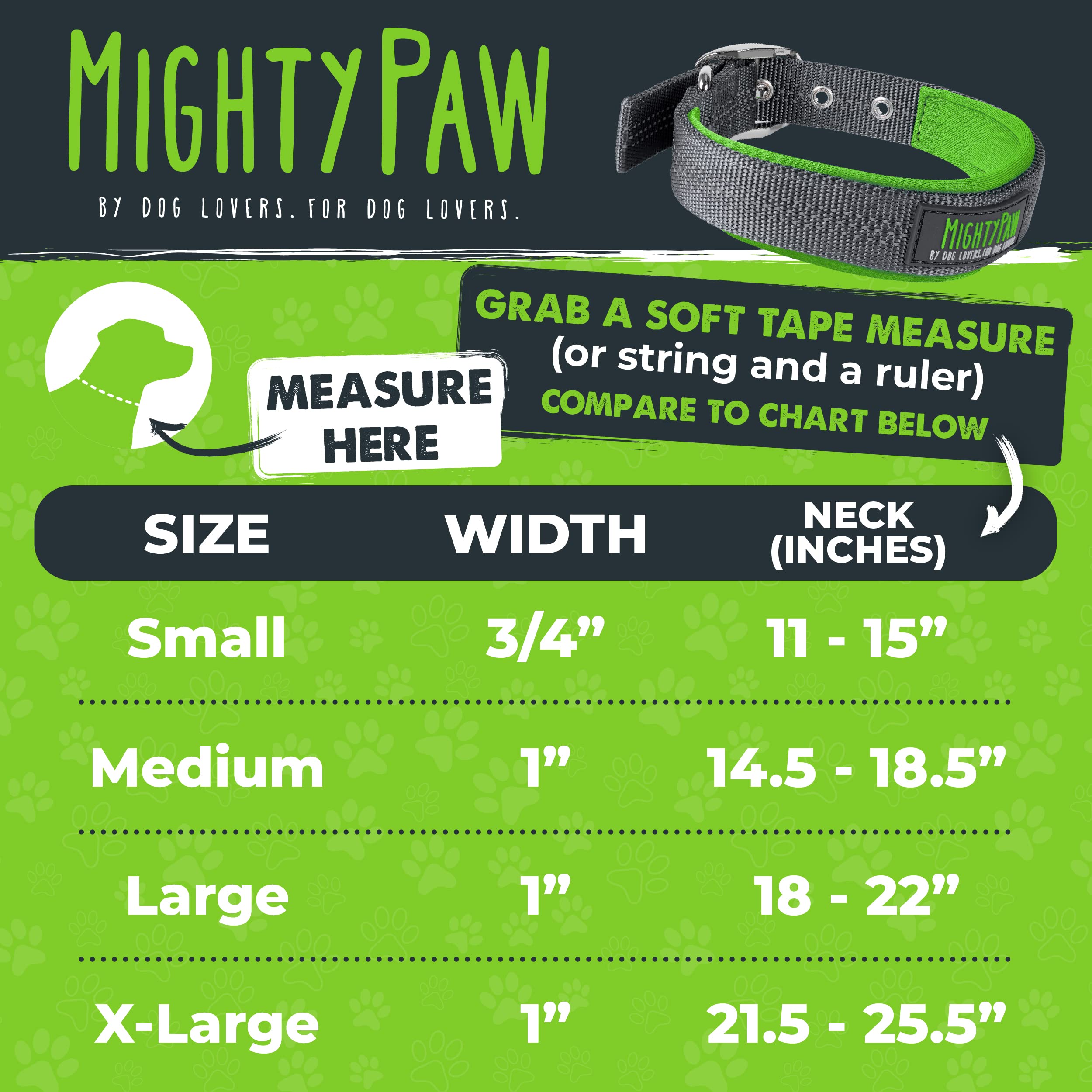 Mighty Paw Ultra Soft Dog Collar - Ultimate Comfort With Super Soft Neoprene Padding For Large And Small Dogs - Stay Safe And Vi