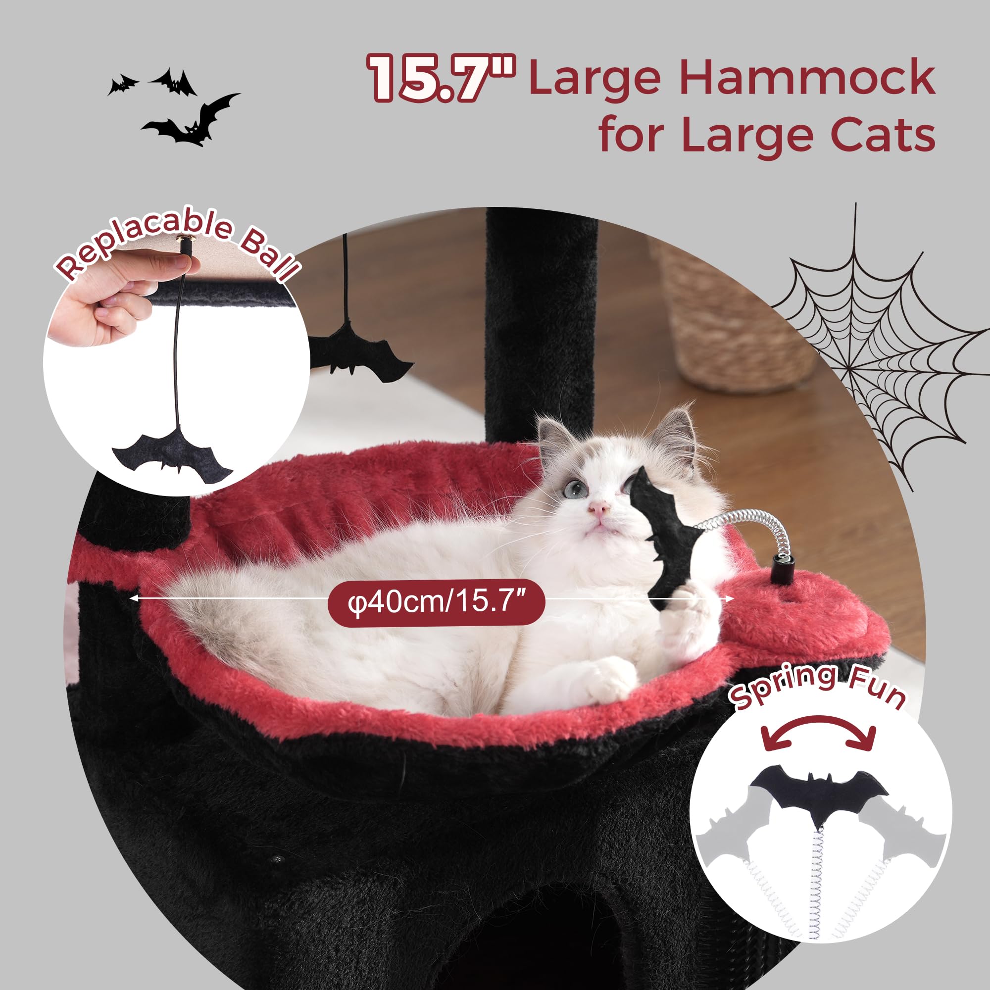 Pawfessor Gothic Cat Tree 32 Inches Small Cat Tree For Large Cats Adult Cat Tower With Scratching Post,15.7   Large Hammock And