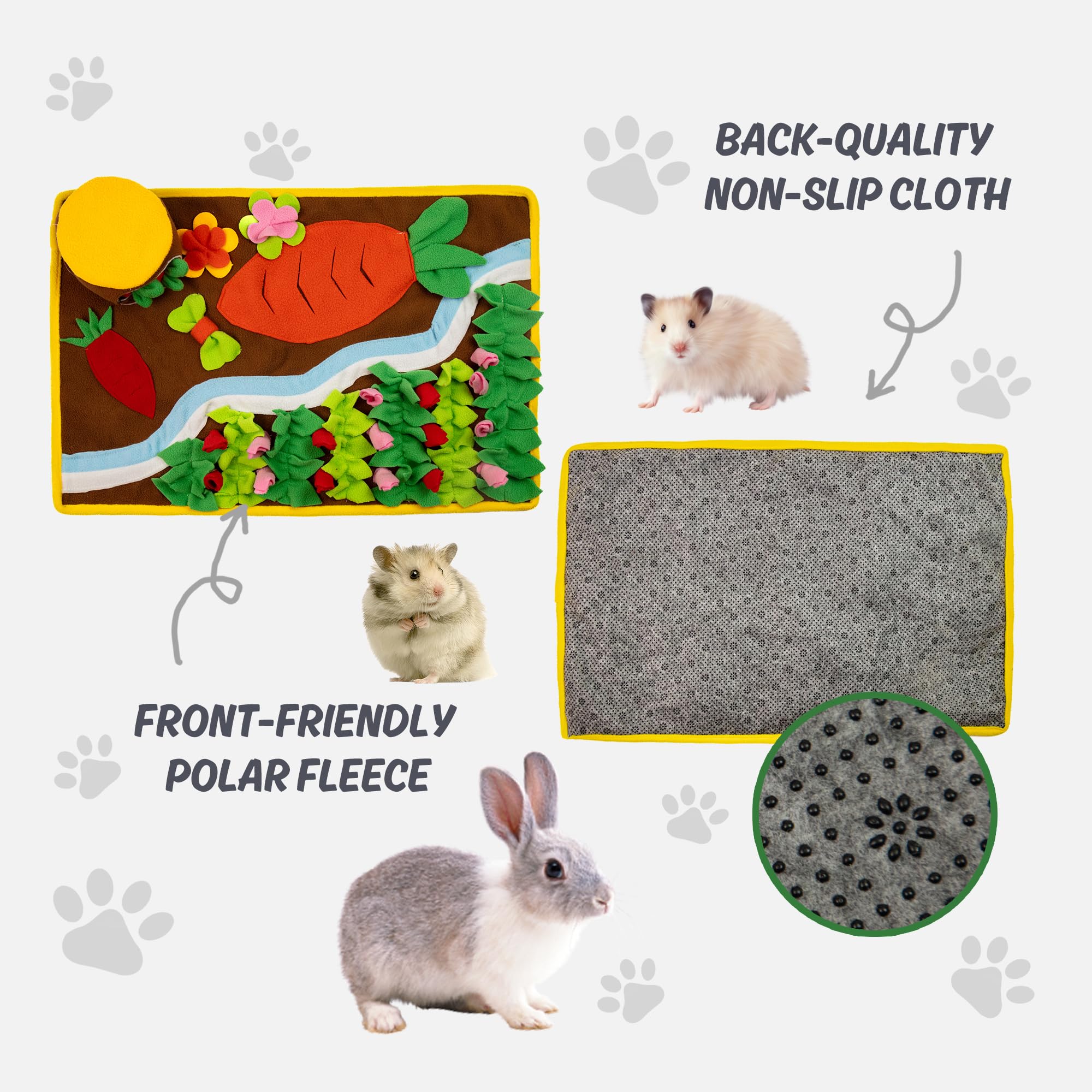 MHTTEC River Rabbit Hay Feeder, Snuffle mat for Dogs Small, Washable Bunny Hay Feeder Treat Dispenser Foraging Toys for Rabbits