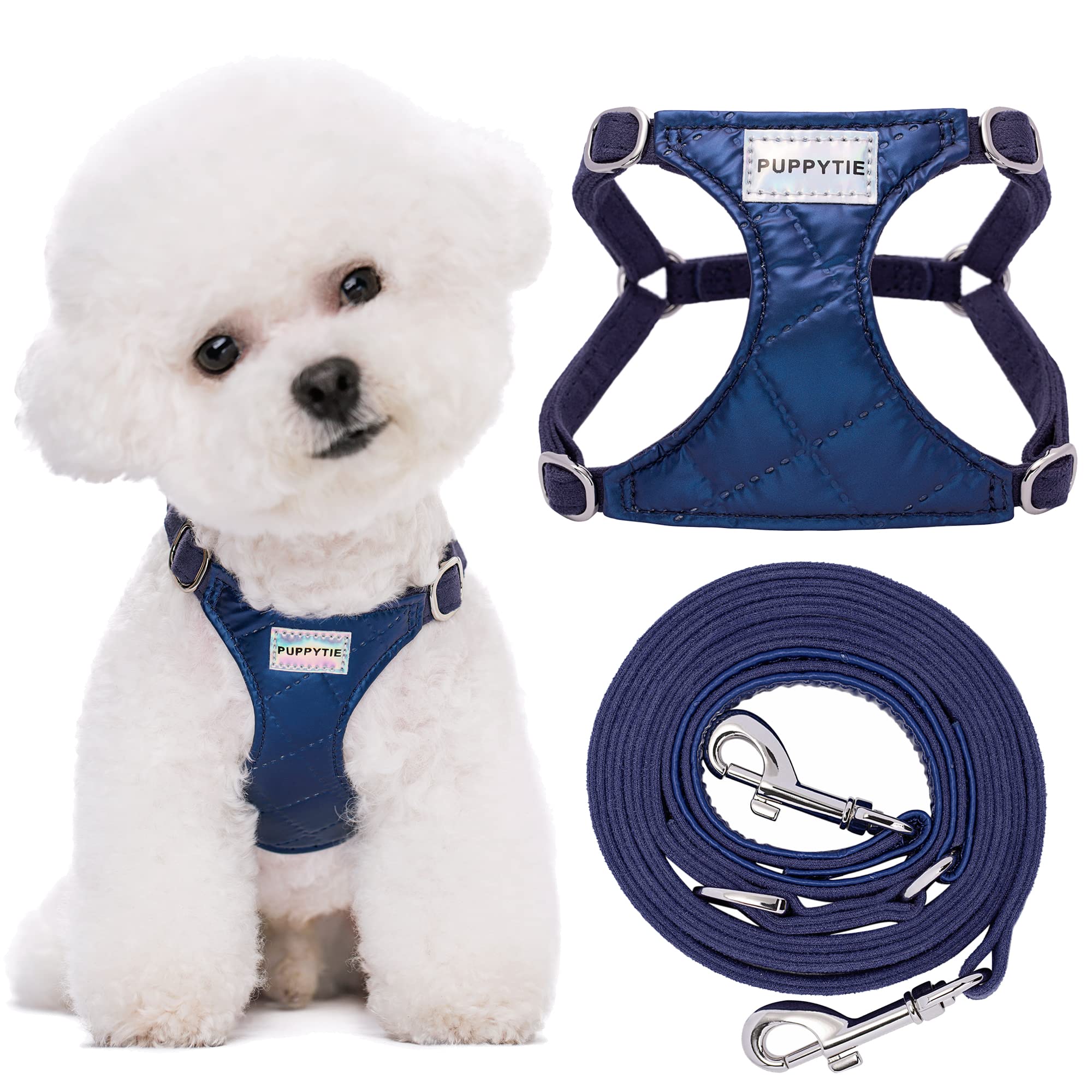 Puppytie No Pull Xs Dog Harness With Multifunction Dog Leash,Soft Adjustable No Choke Escape Proof Pet Harness Vest,Glossy Sapph