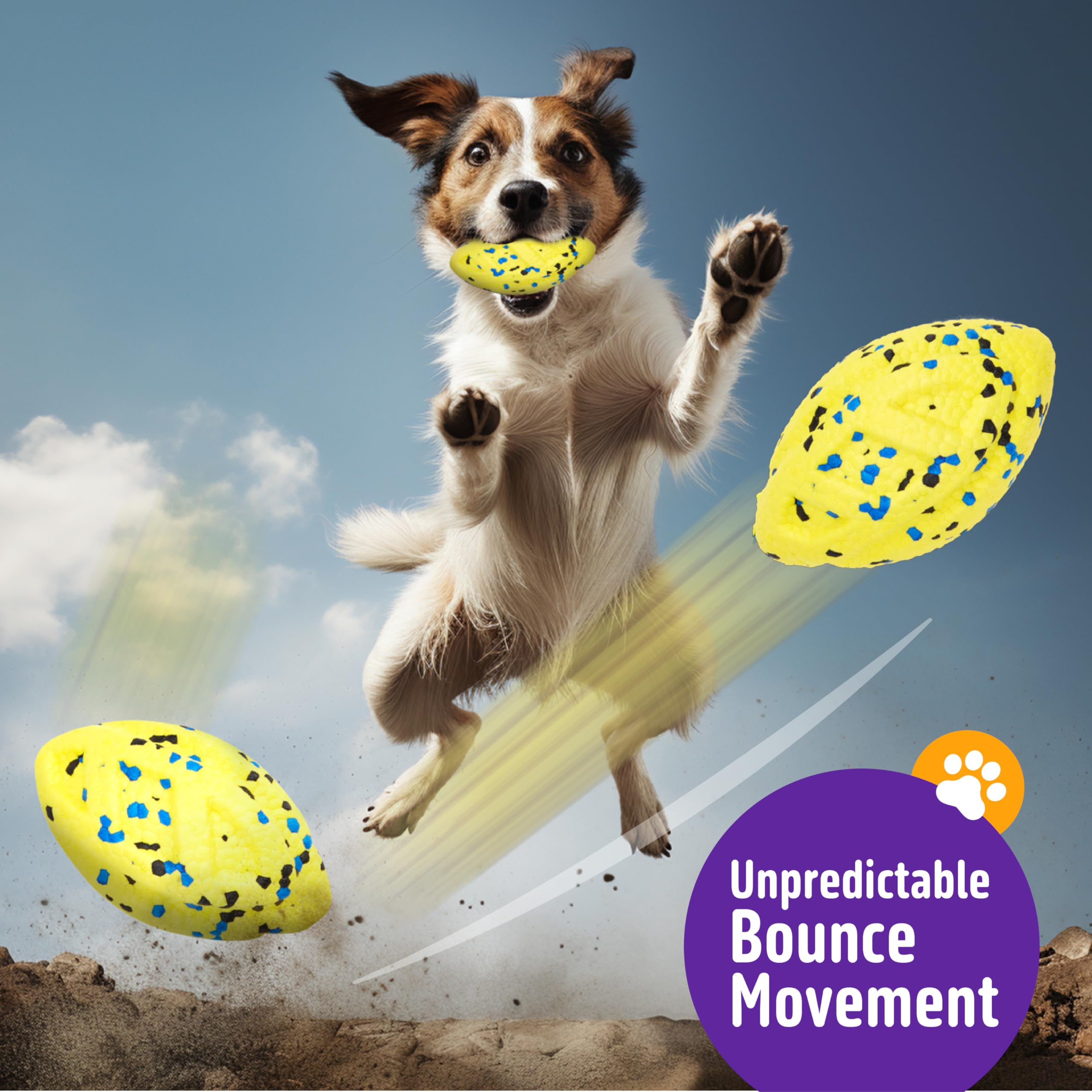 Kimee Dog Balls - 3Pcs Durable Chew Toys for Aggressive Chewers, Interactive Fetch Balls, Yellow, Ideal for Large & Medium Dogs and Puppies