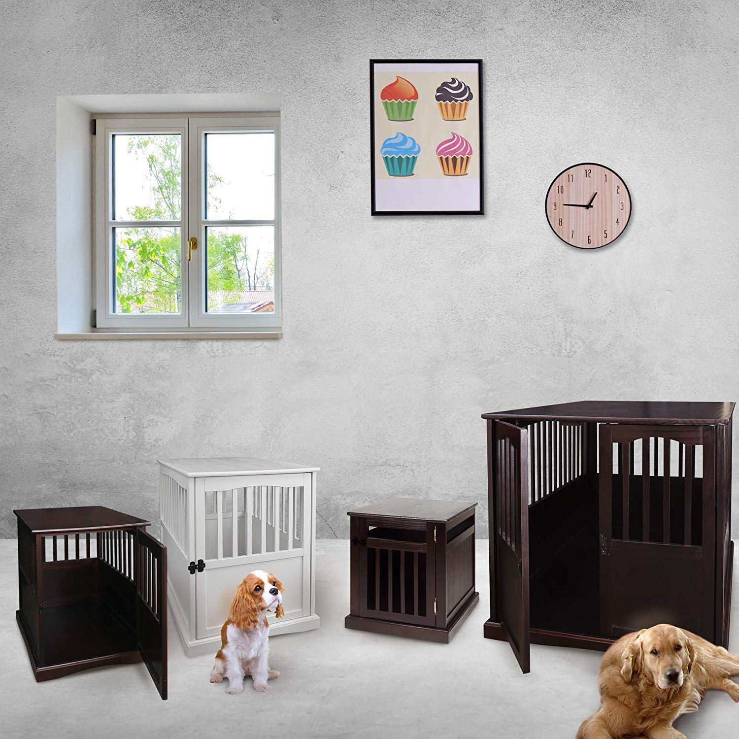 Casual Home Wooden Small Pet Crate, End Table, Espresso,19.5'W X 22.5'D X 22.5'H