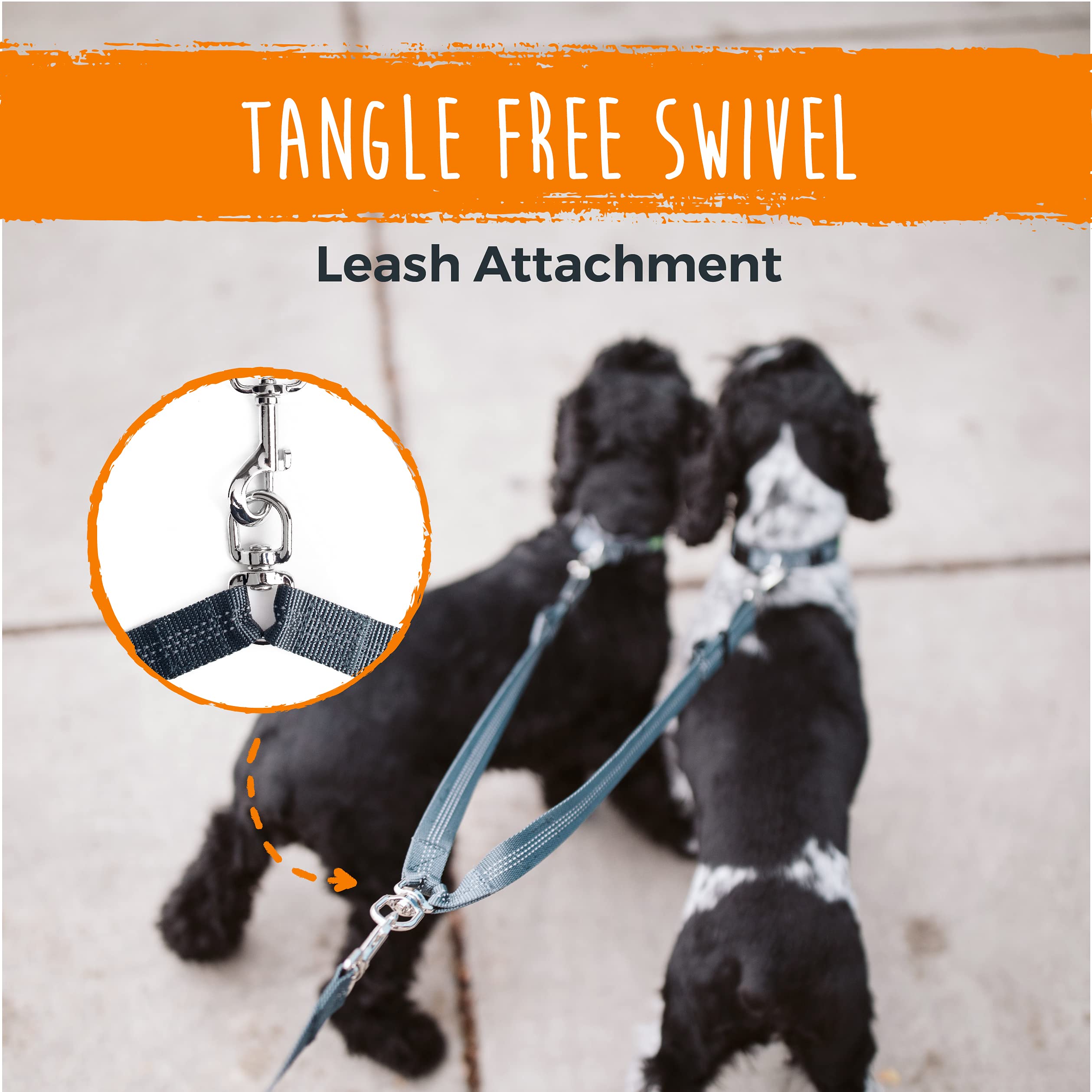 Mighty Paw Double Dog Leash - Tangle-Free Split Lead for 2 Dogs, Adjustable for All Breeds, Nylon, Standard Size