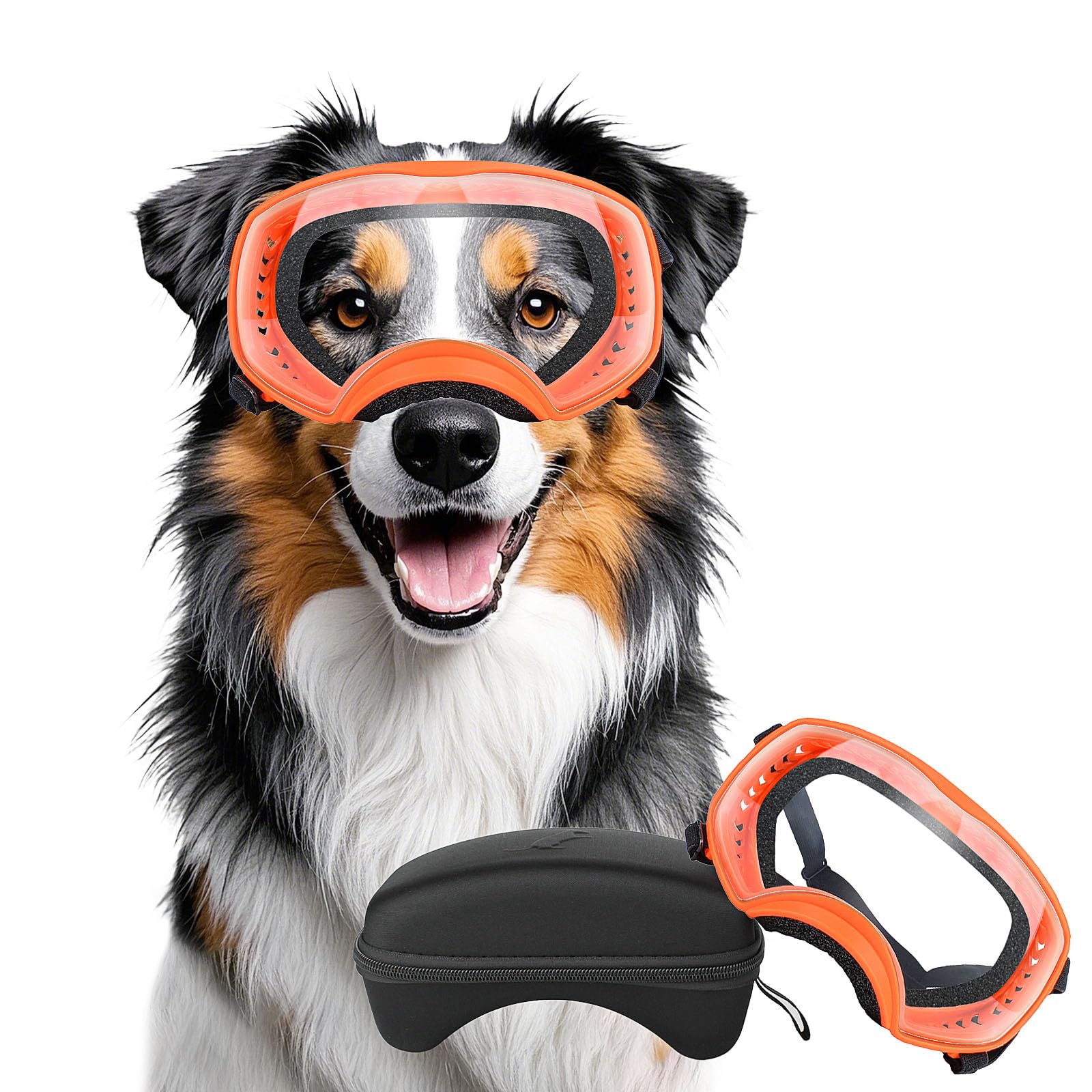 Billionchains Dog Sunglasses Uv Protection Clear Dog Goggles Windproof Glasses With Elastic Straps For Medium-Large Breed, Orang