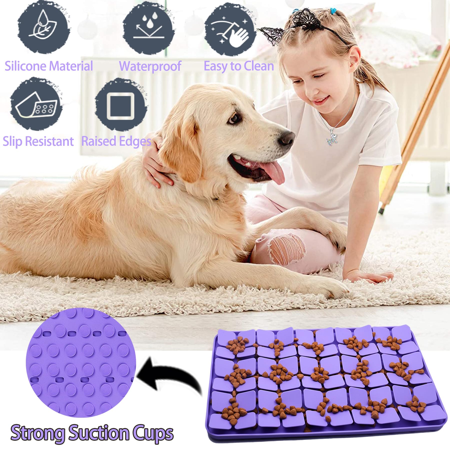 Femont Silicone Snuffle Mat for Small Medium Dogs,Slow Feeder Lick Mat for Pet Slow Down Eating,Encourages Natural Foraging Skil