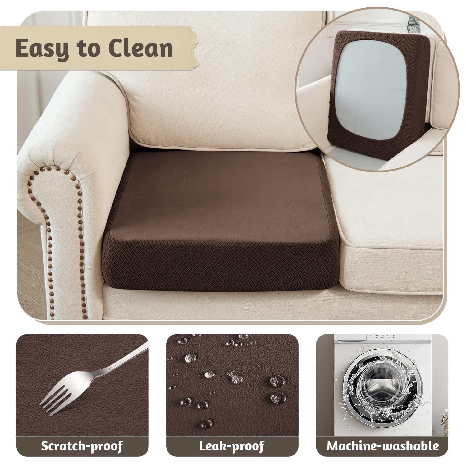 Softown Dog Bed Replacement, Washable Waterproof Cover For Dog Cat, Brown, 48X30X6 Inches