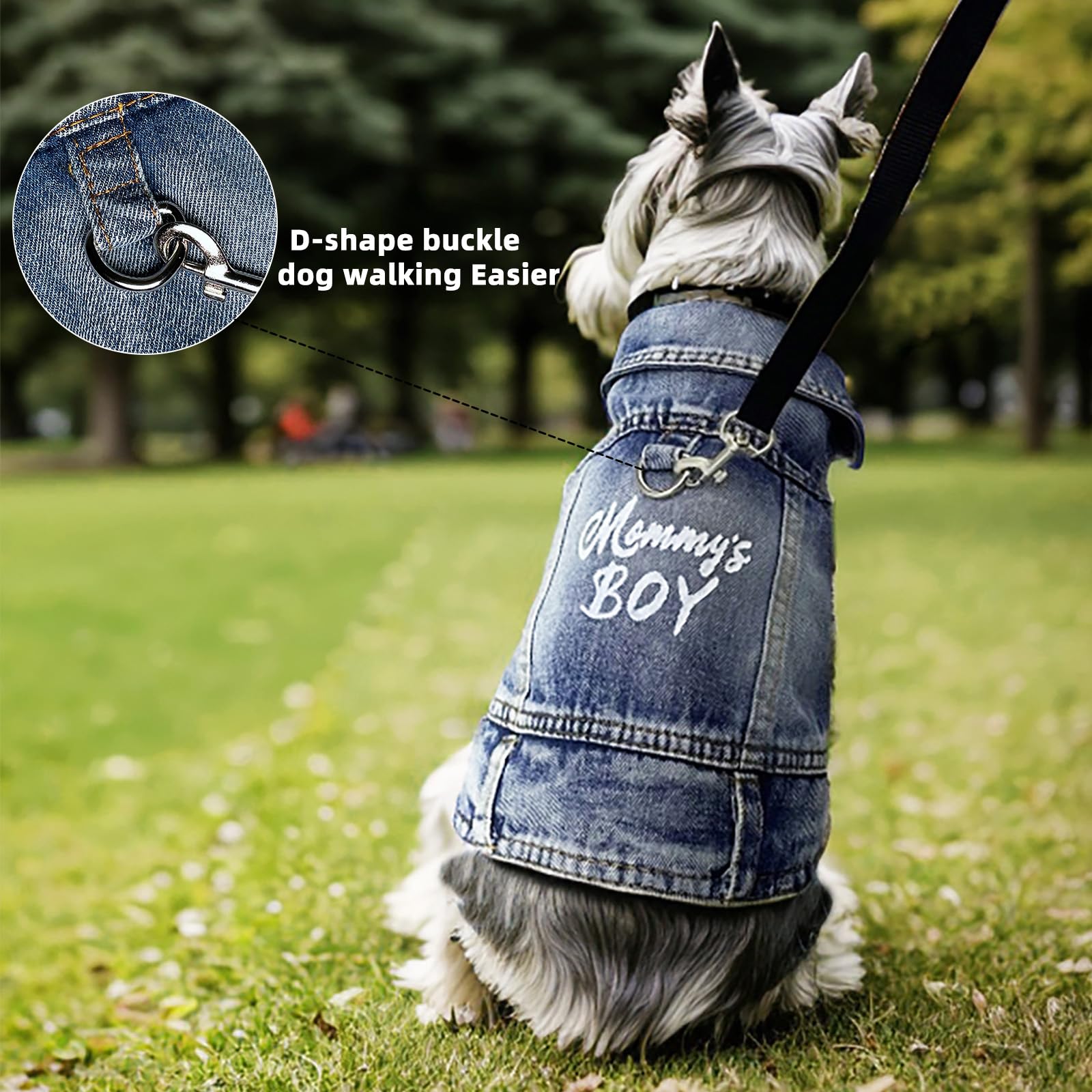 JcDuDoi Dog Jeans Jacket Mommys Boy Denim,Breathable Cotton Blue Pet Coat for Puppy Small Dogs Classic Overalls Male Cat Costum