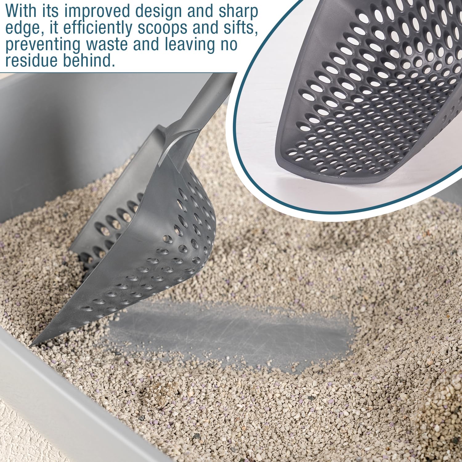 Eynel Set Of 2 Cat Litter Scoop With Small Holes For Fine Litter, Hanging Handle Deep Reptile Terrarium Sand Sifter, Poop Scoope