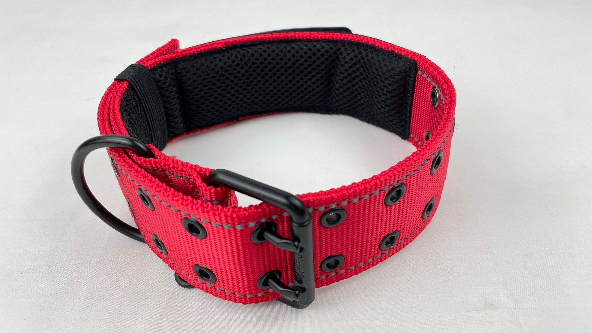 2' Personalized Tactical Dog Collar - Wide Thick Military Style With Strong Belt Buckle Closure - American Flag Patch - Reflective - Med And Xl Sizes For Large Dogs