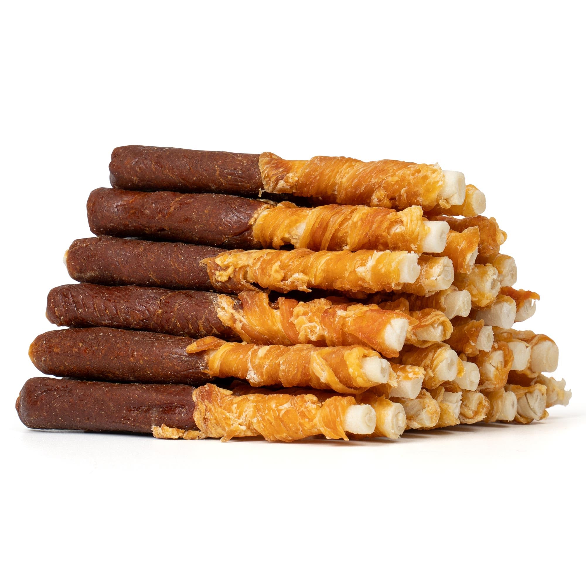 MON2SUN Dog Treats 5 Inch Double Flavor Chicken & Chicken Liver Wrapped Rawhide Sticks, Teeth Cleaning for Small Dogs, 21.16 oz 