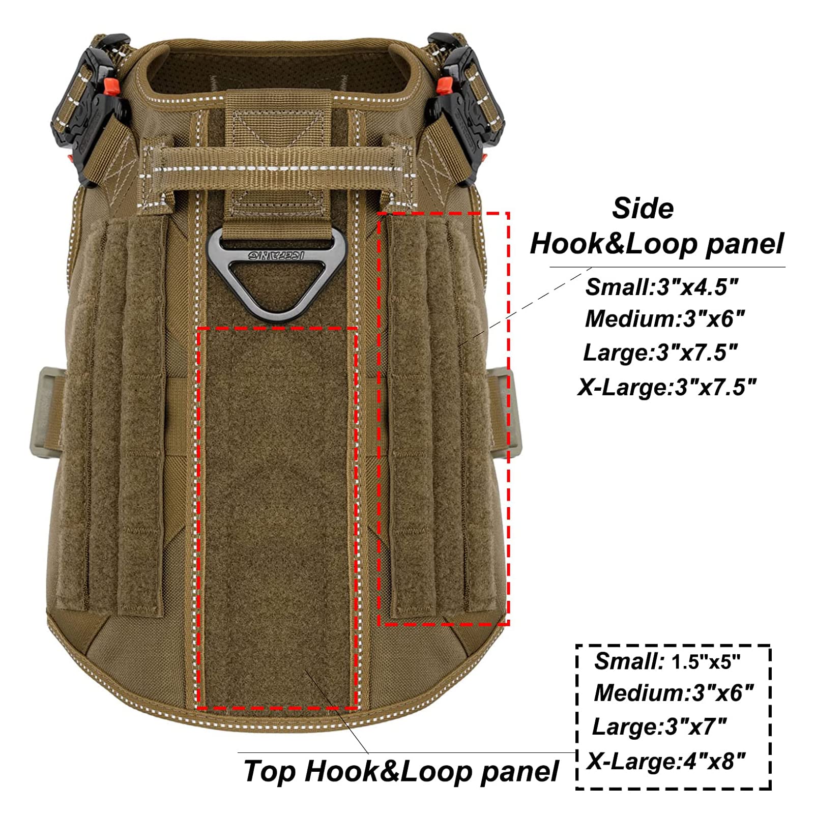 Icefang Gn1 Reflective Tactical Dog Harness X-Large Sized, Molle K9 Dog Vest With 2X Metal Buckles,Adjustable Pet Harness, No Pu