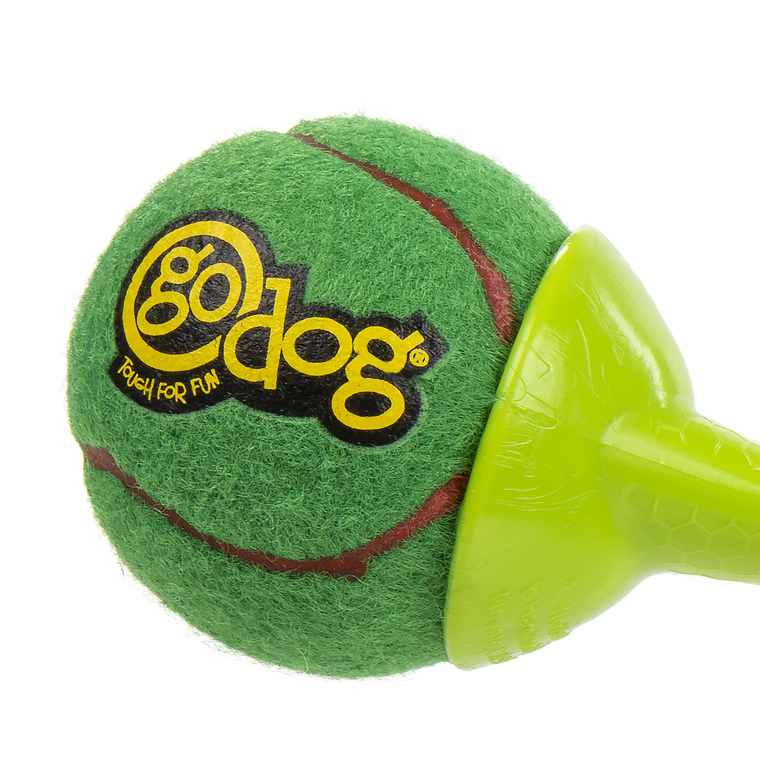 goDog goBone Double-Sided Tennis Ball Dog Toy - Large, Rubber, Green/Red, Model 74006