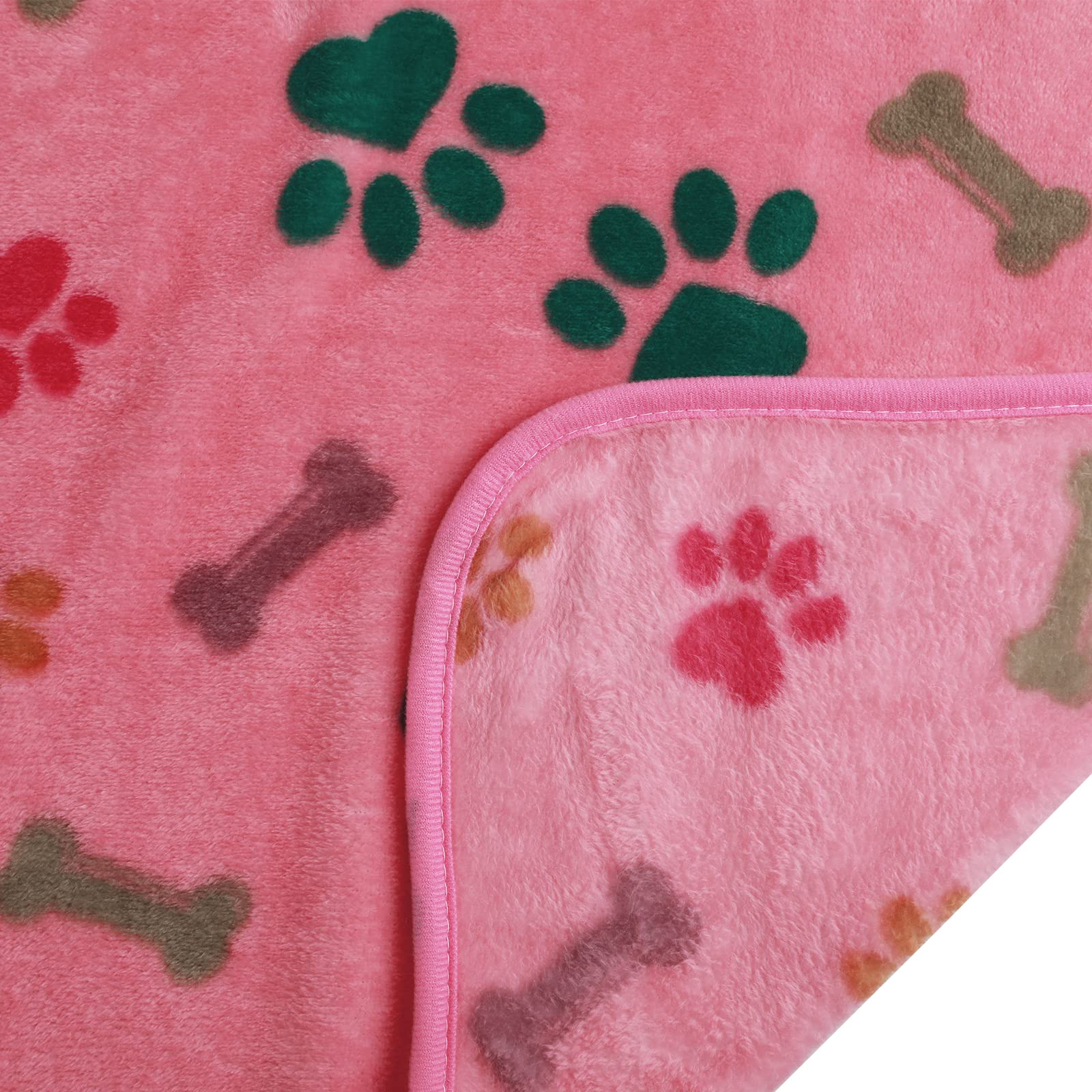 Luciphia 1 Pack 3 Blankets Fluffy Premium Fleece Pet Blanket Flannel Paw Bone Printed Throw For Dog Cat(Medium 30X20'', Purple/Pink/White)