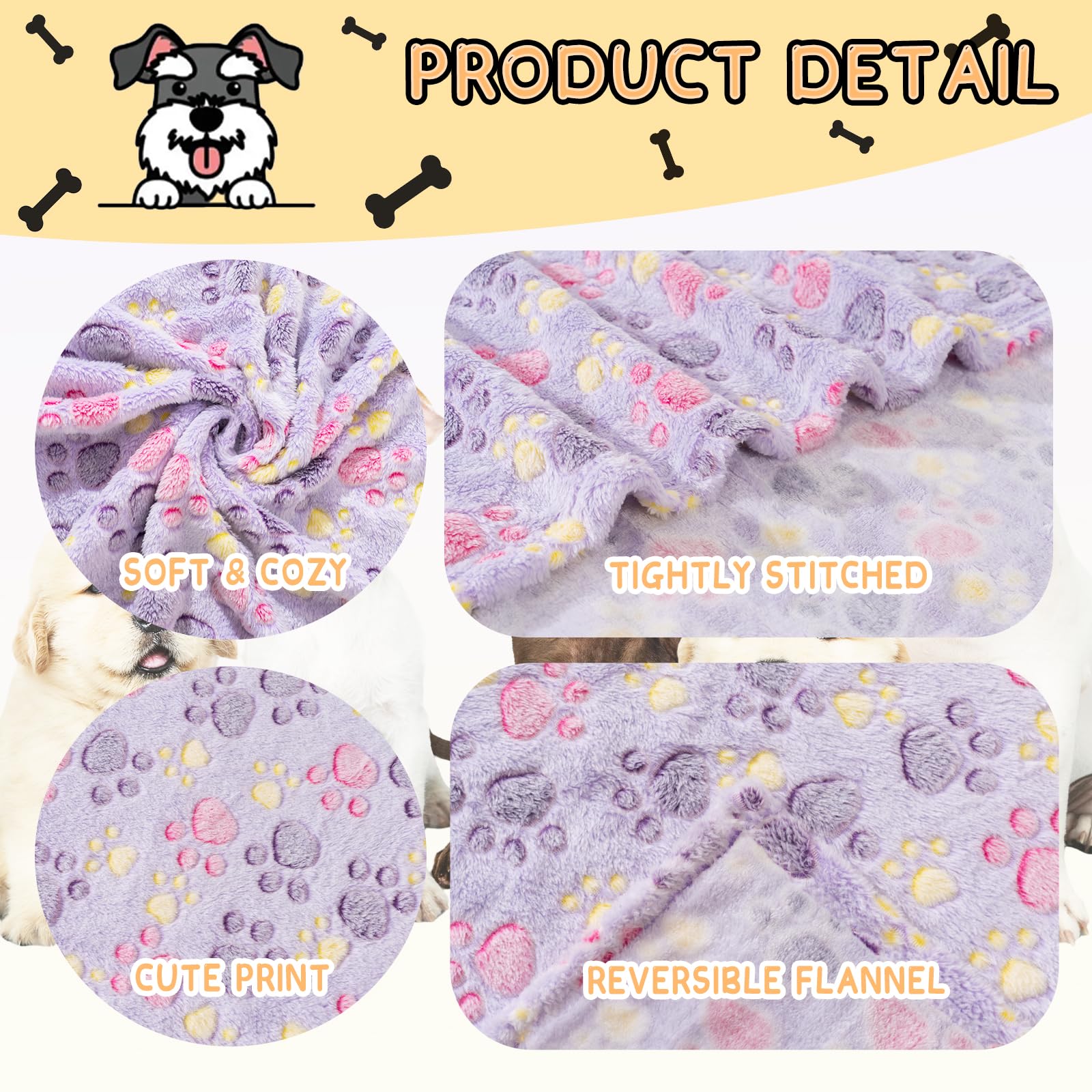 Rezutan Dog Blankets 3 Pack Large Medium Dog Cat Soft Fuzzy Washable Comfort Flannel Fuzzy Soft Pet Blankets, 41 X 31 Inch,Tan/P