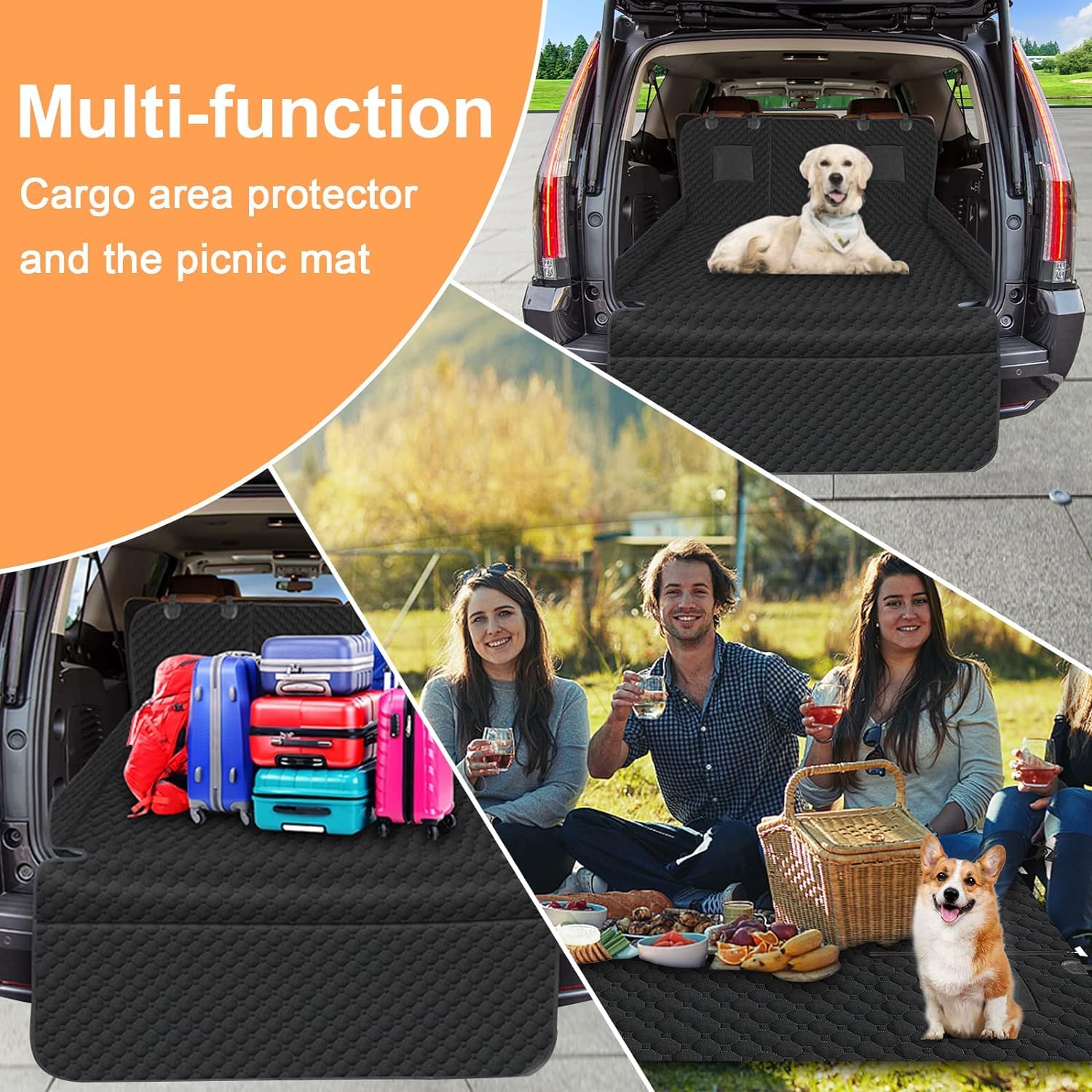 Mancro Suv Cargo Liner For Dogs, Waterproof Dog Seat Cover For Suv With Bumper Flap Protector, Durable Non-Slip Polyester Pet Tr