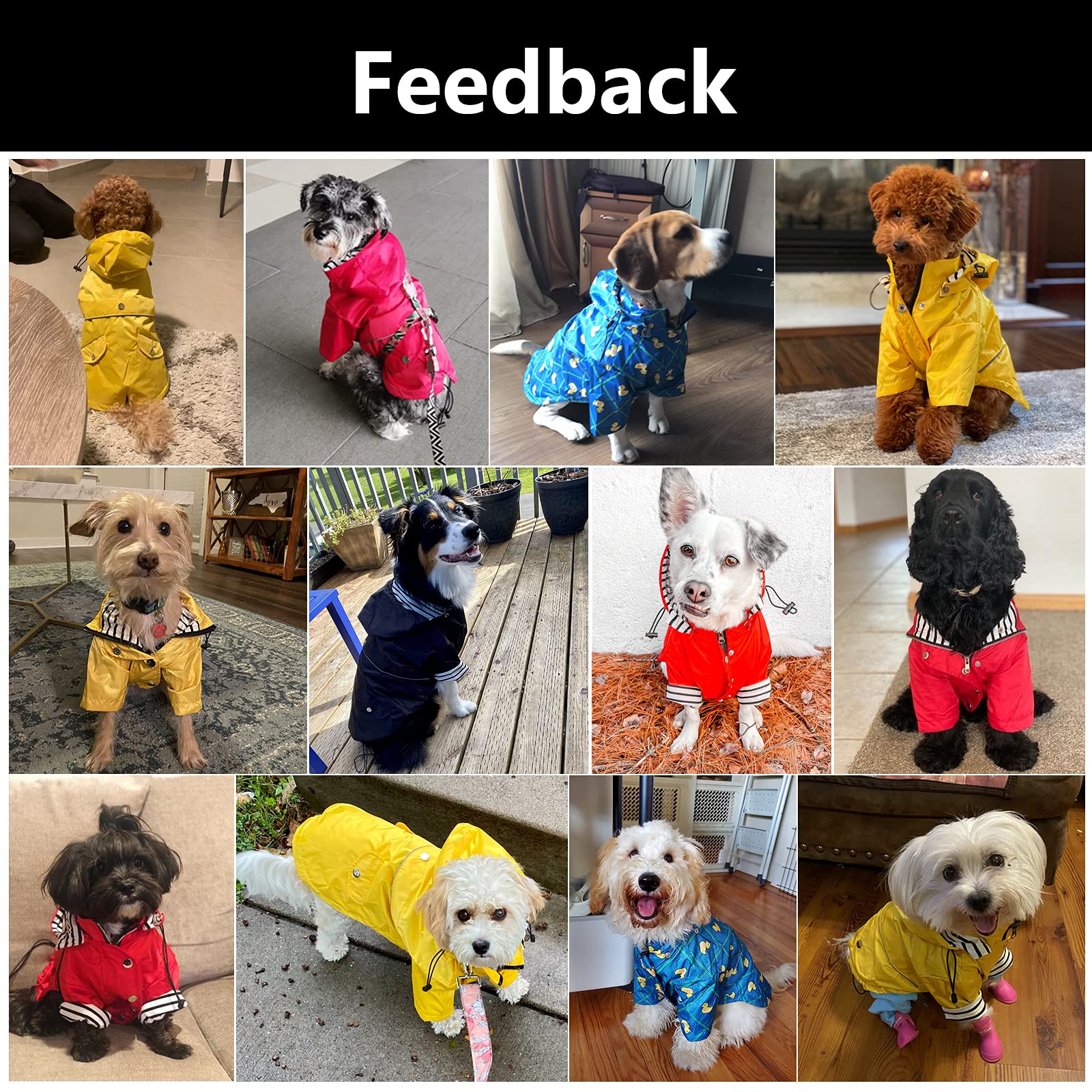 Morezi Dog Zip Up Dog Raincoat With Reflective Buttons, Rain/Water Resistant, Adjustable Drawstring, Removable Hood, Stylish Pre