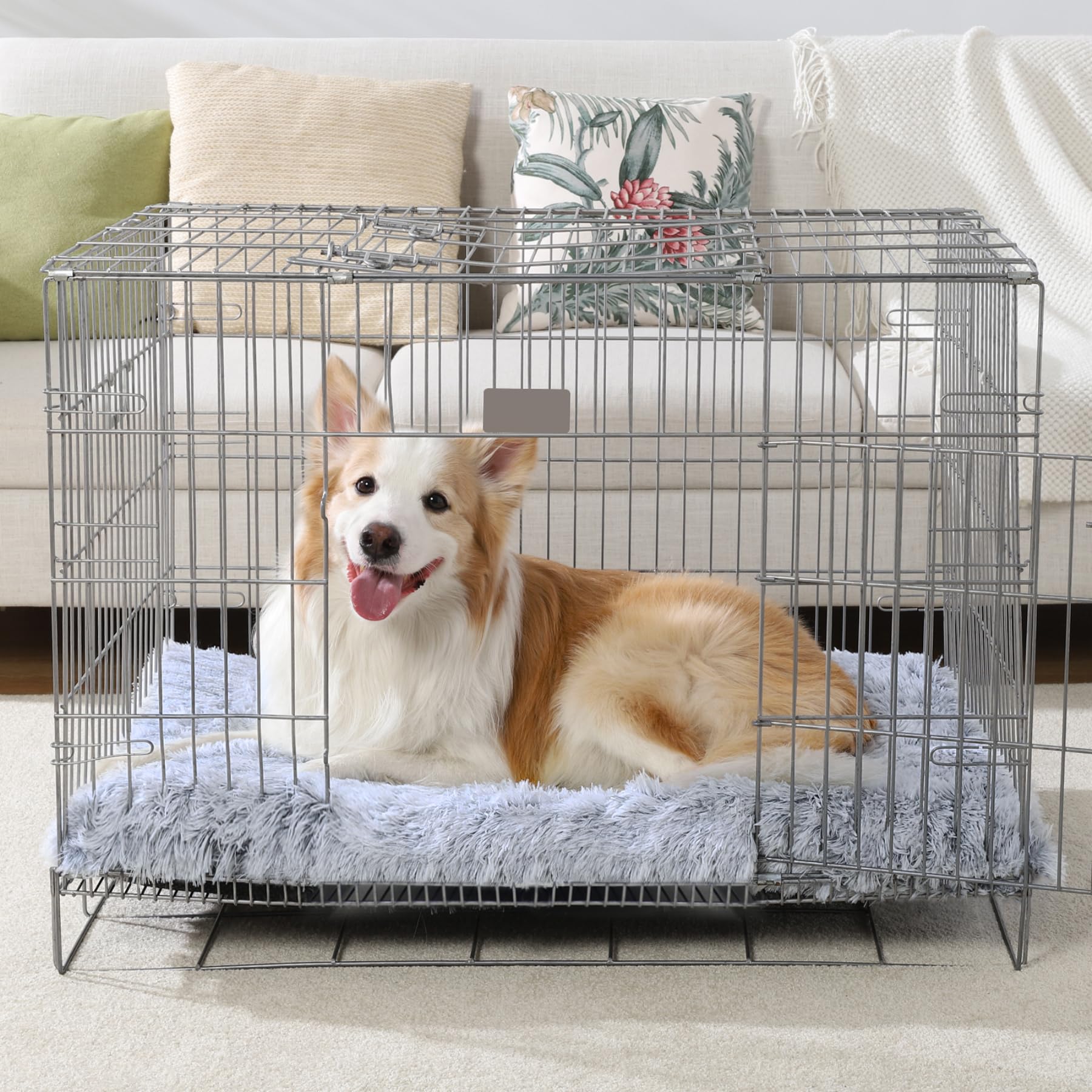 Vonabem Large Dog Bed Crate Pad 36 Inch, Washable Pet Crate Beds Large Medium Small Sized Dogs, Deluxe Plush Anti-Slip Dog Mats