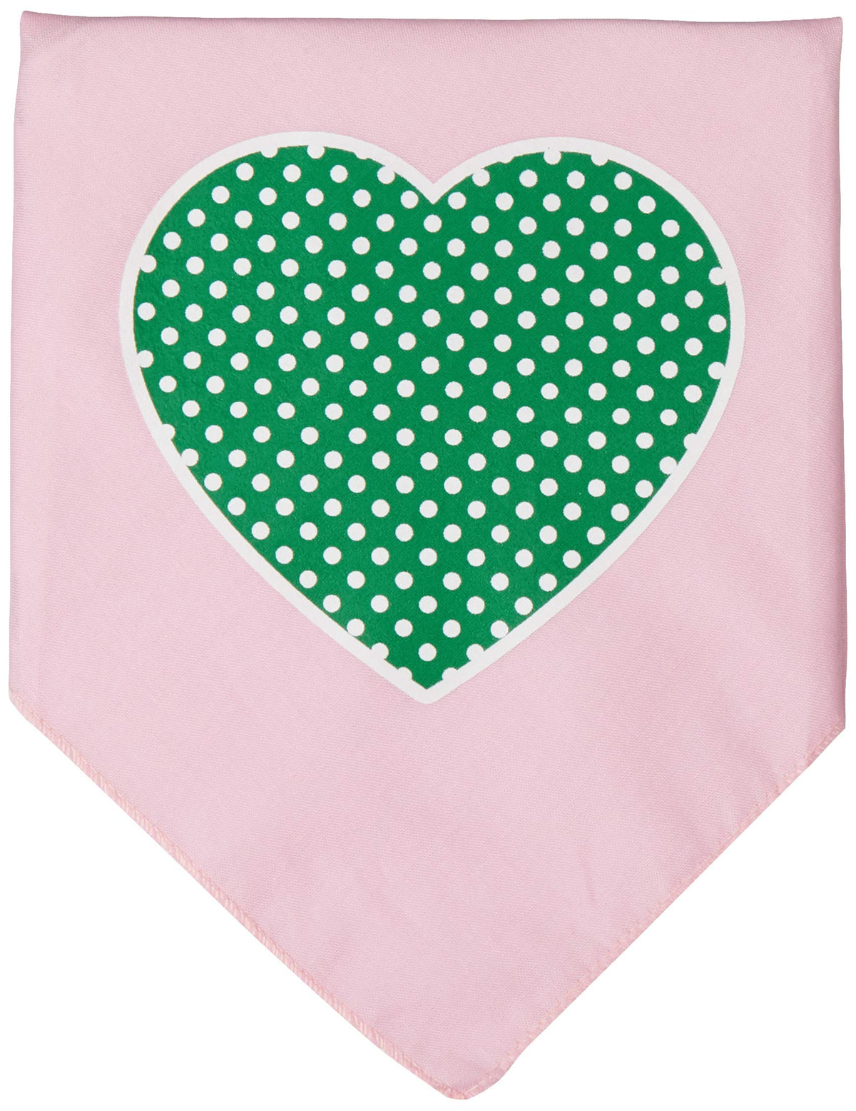 Pet and Dog Bandana Screen Printed, &quot;Green Swiss Dot Heart&quot; Light Pink Large