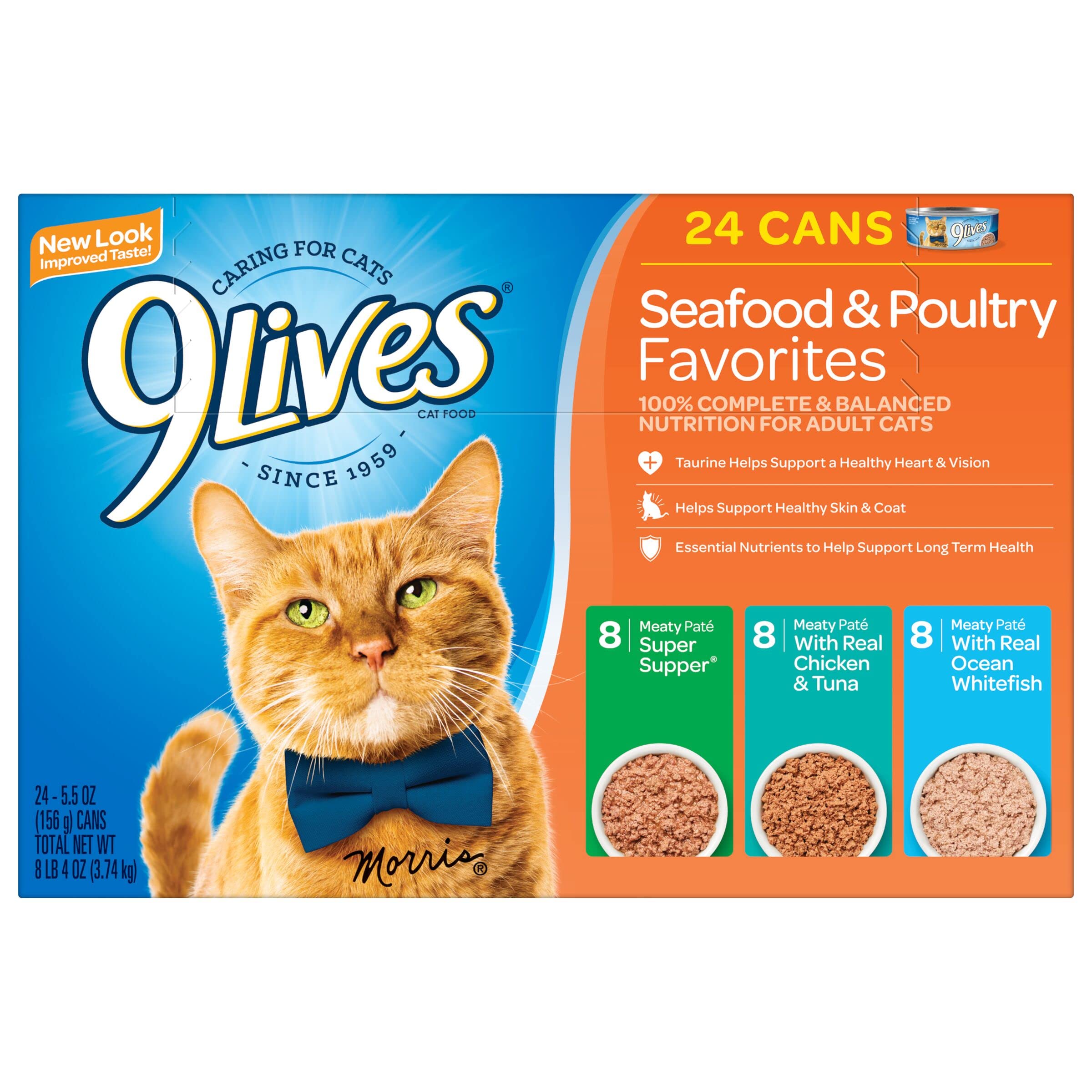 9Lives Seafood & Poultry Favorites Wet Cat Food Variety 5.5 Ounce Can (Pack of 24)