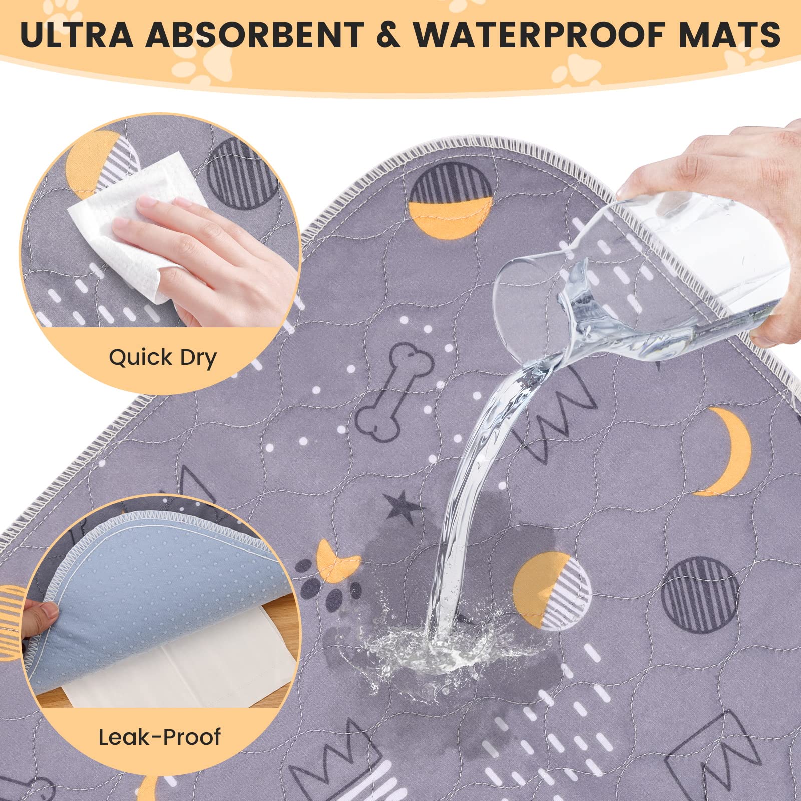 UPSKY Washable Pee Pads for Dogs 2 Pack 34 x 36 Reusable Puppy Pads Waterproof Pet Training Pads, Non-Slip Dog Mats Fast Absorbe