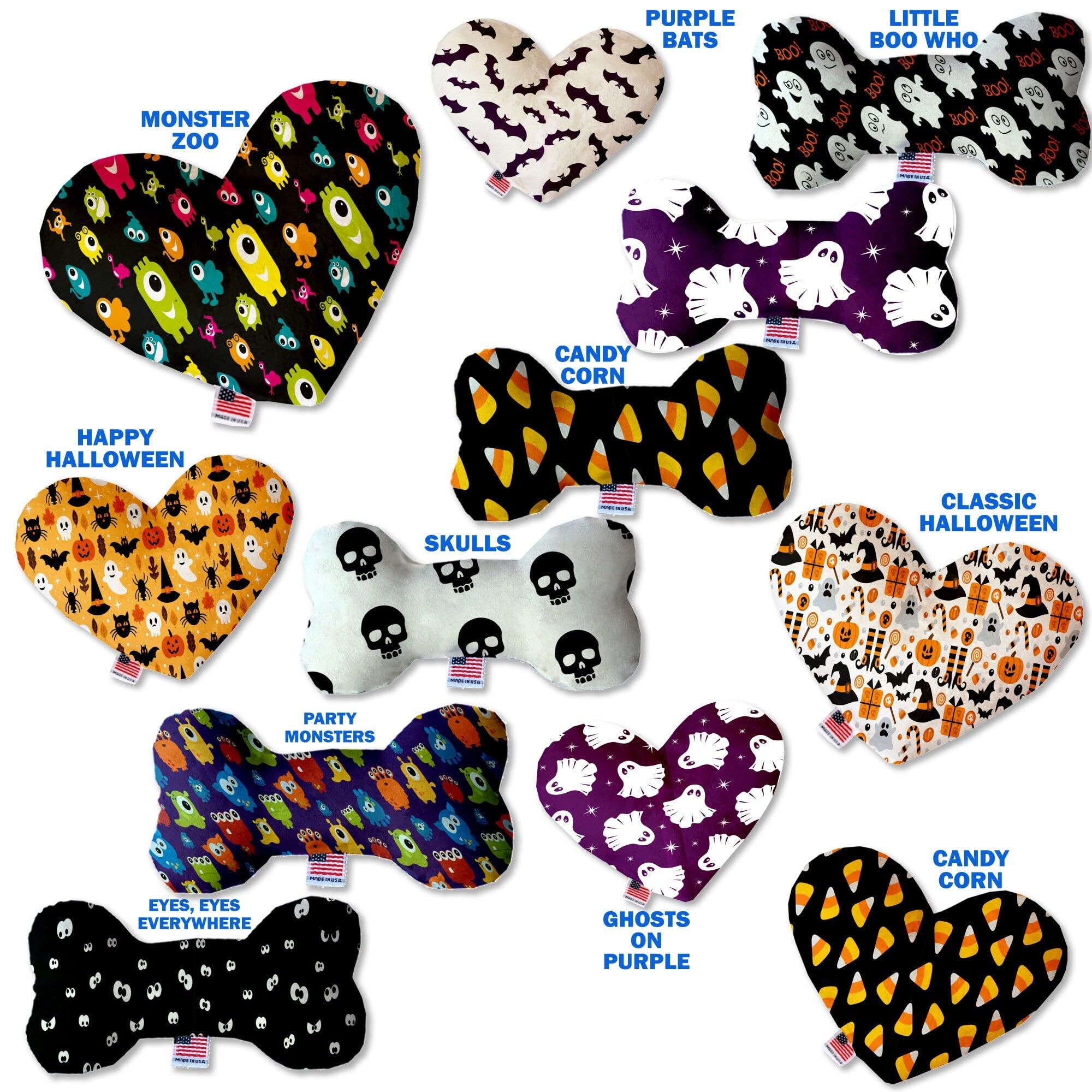 Halloween Pet & Dog Plush Heart or Bone Toy, &quot;Trick-Or-Treat Group&quot; (Available in different sizes, and 10 different patterns!) Classic Halloween 10&quot; Plush Bone