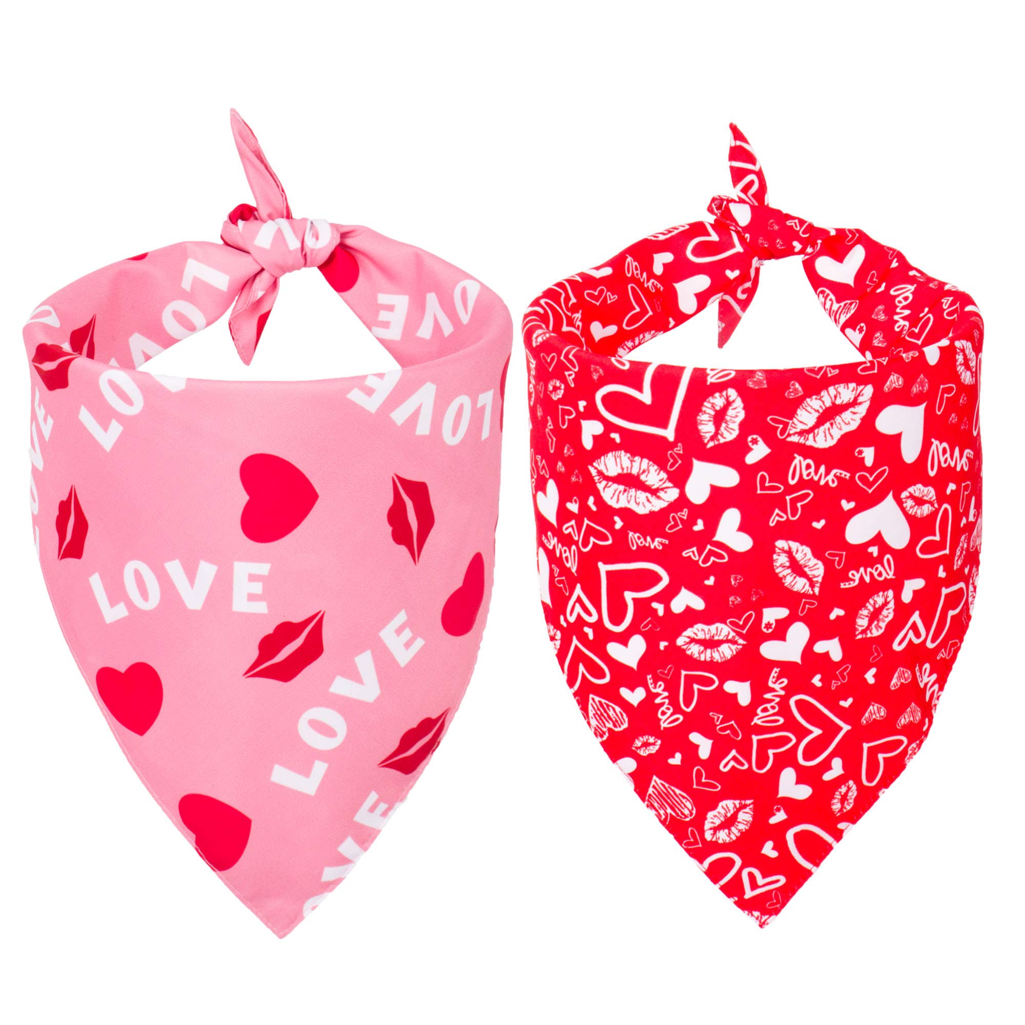 ADOGGYGO Valentine Dog Bandana, Multiple Sizes Offered, Reversible Triangle Dog Scarf Pet Bandana for Large X-Large Dogs (X-Larg