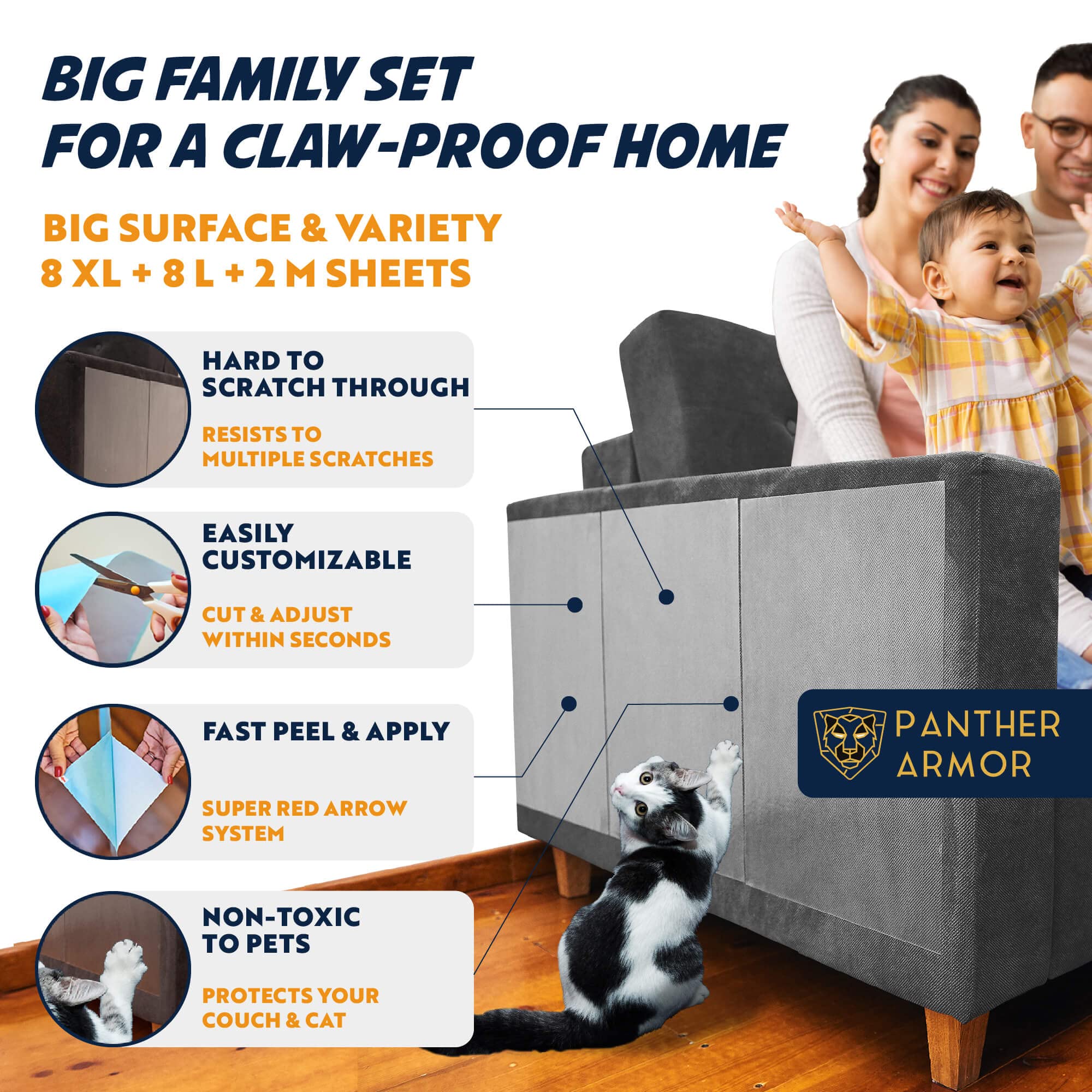 Panther Armor Double Sided Anti-Scratch Tape - 18-Pack Clear Plastic Furniture Protectors, Model Tape18