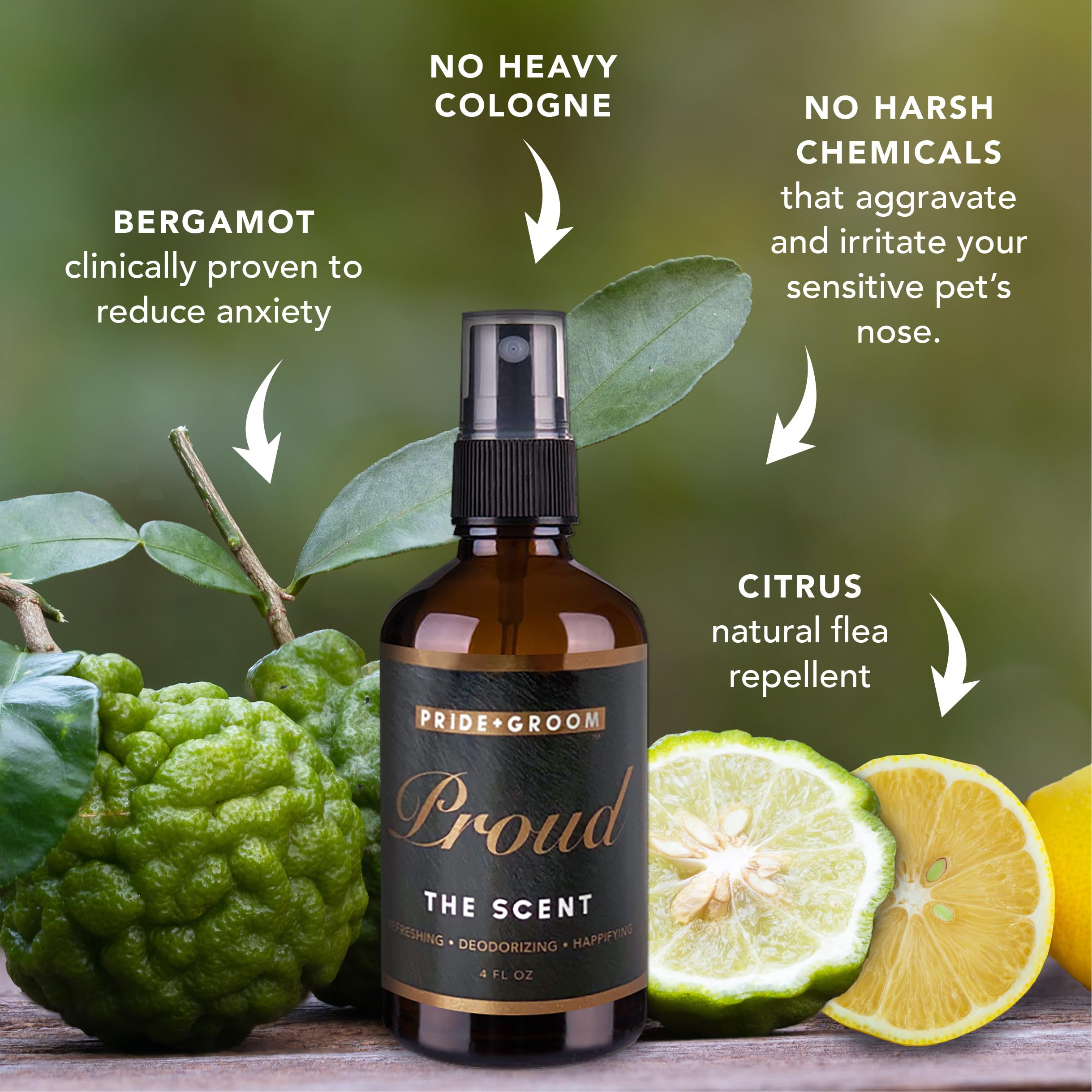 Pride And Groom Proud - Luxurious Dog Grooming Spray & Pet Deodorizer With Uniquely Uplifting, Fresh And Clean Signature Scent T